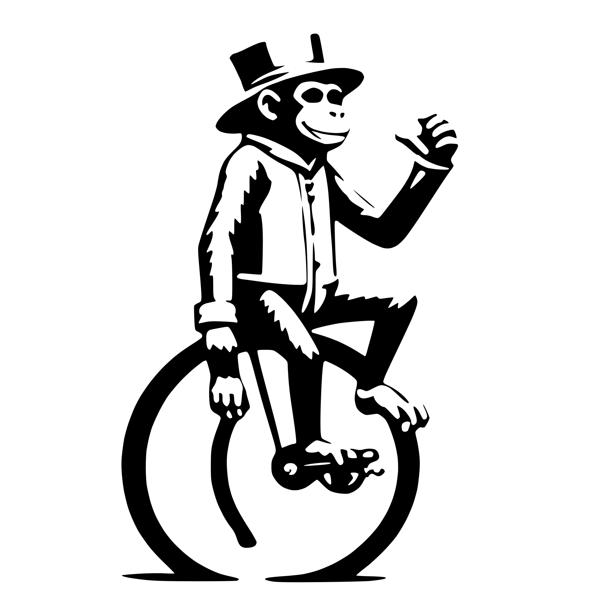 AI-generated SVG of 'a monkey with a hat on a unicycle'