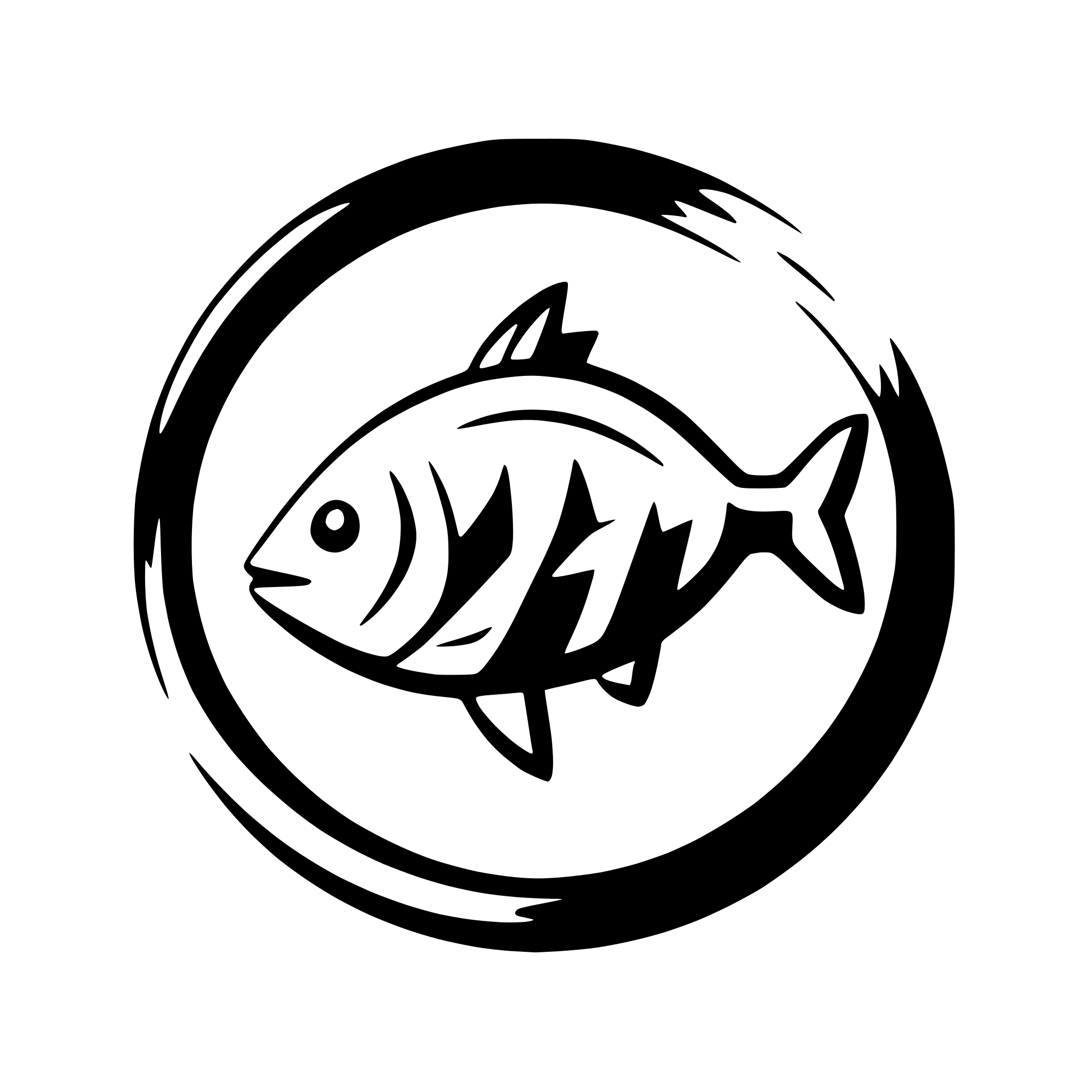 AI-generated SVG of 'geometric fish swimming forward'