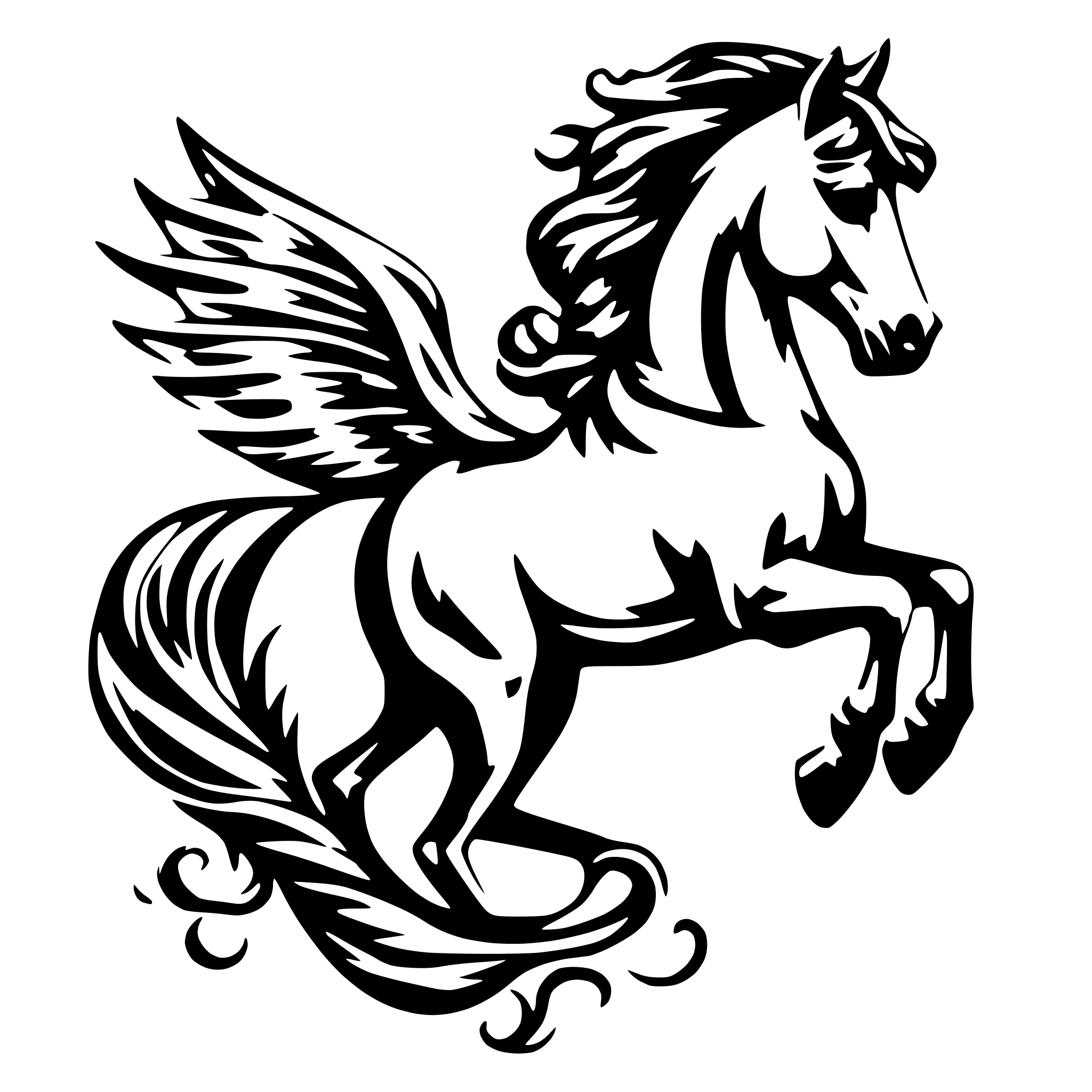 AI-generated SVG of a lines illustration of an Arabian horse with Pegasus wings and a mermaid tail, creating a majestic hippocampus, without back legs AI-generated SVG of a lines illustration of an Arabian horse with Pegasus wings and a mermaid tail, creating a majestic hippocampus, without back legs
