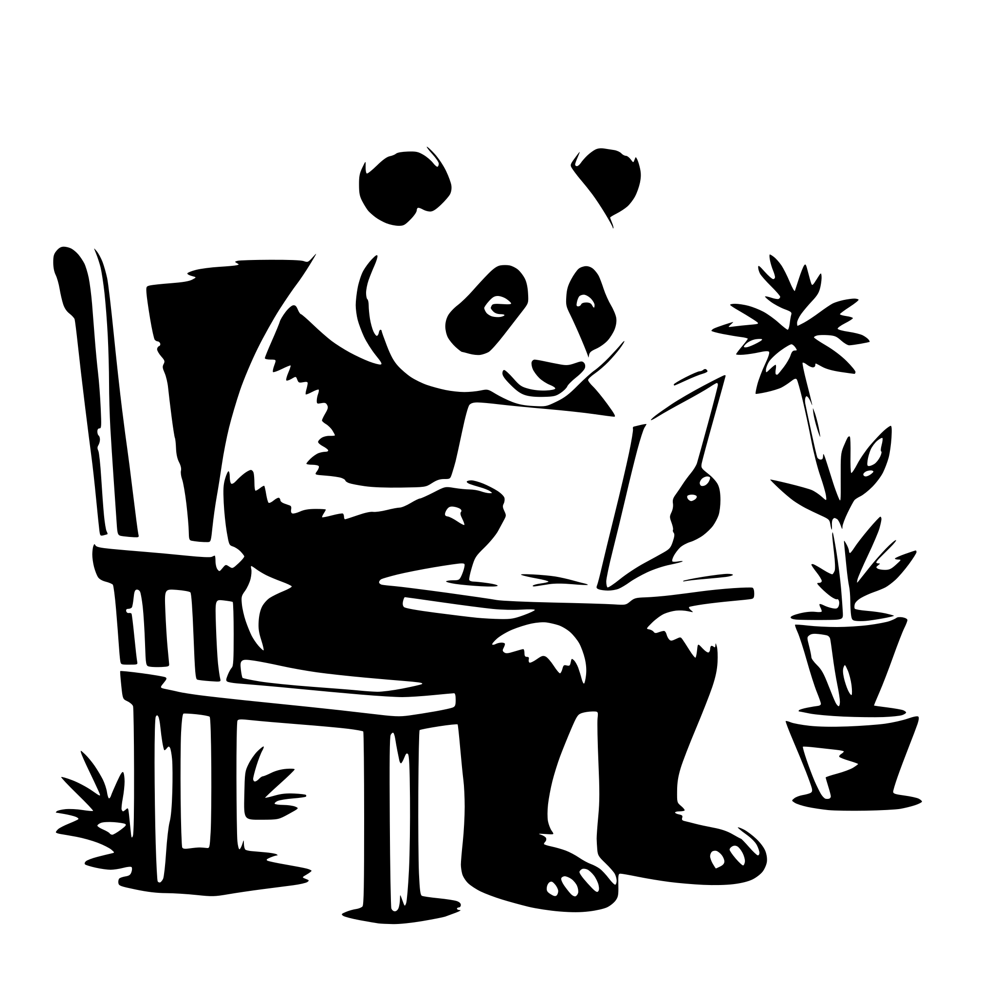 AI-generated SVG of a a panda, sit on a chair,
reading a very big book AI-generated SVG of a a panda, sit on a chair,
reading a very big book