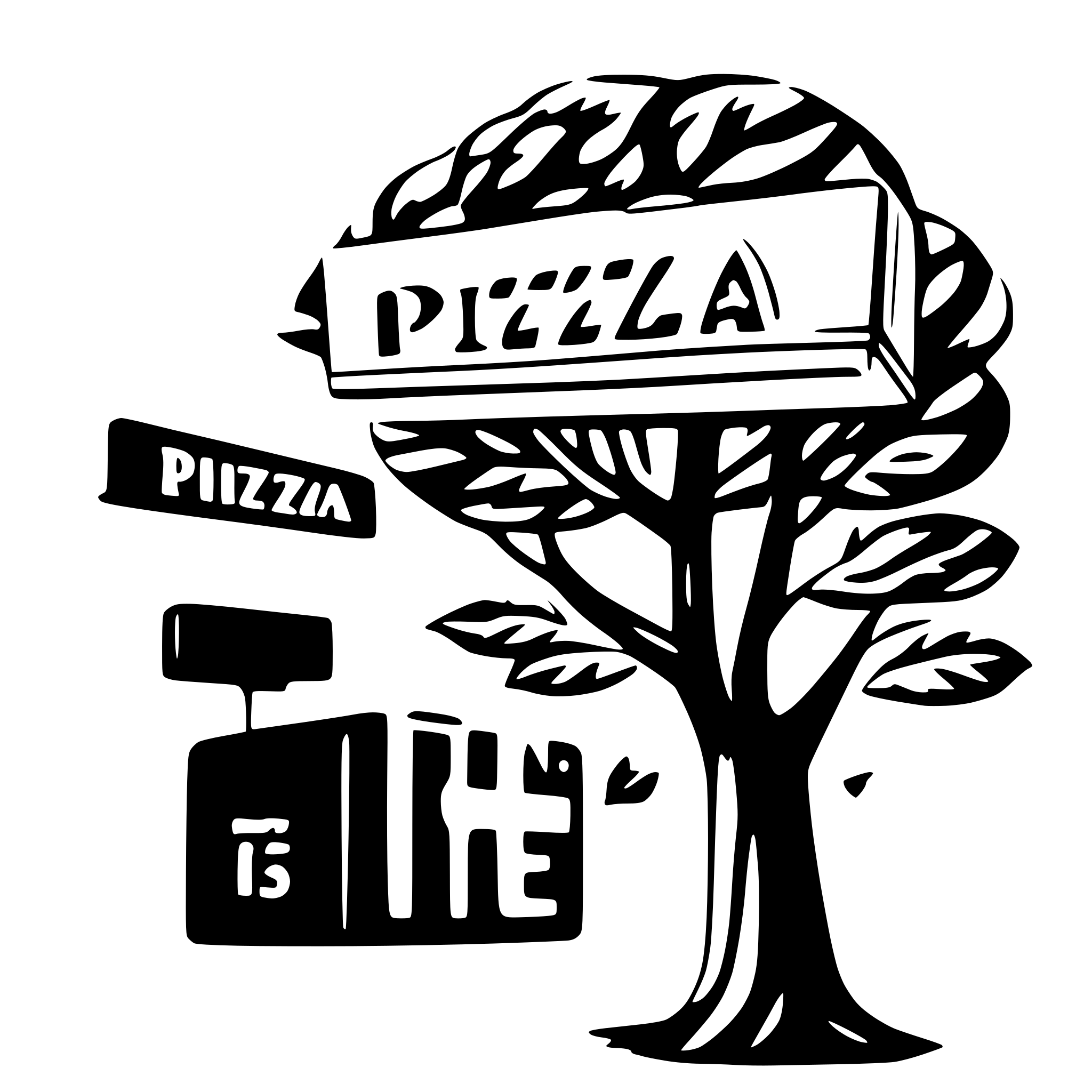 AI-generated SVG of a a pizza box in a tree