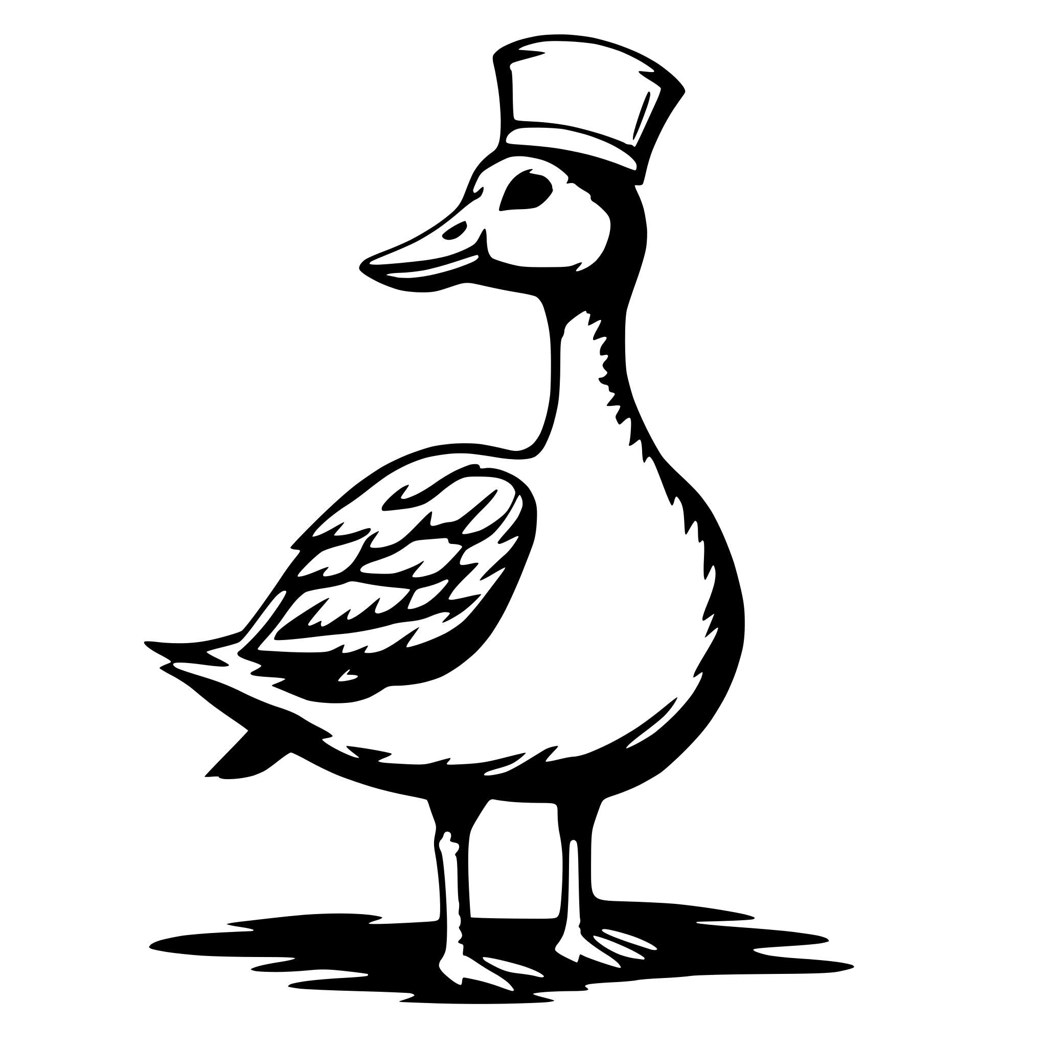 AI-generated SVG of 'A goose standing up wearing a nurses hat. Add “Registered silly goose”around the goose'