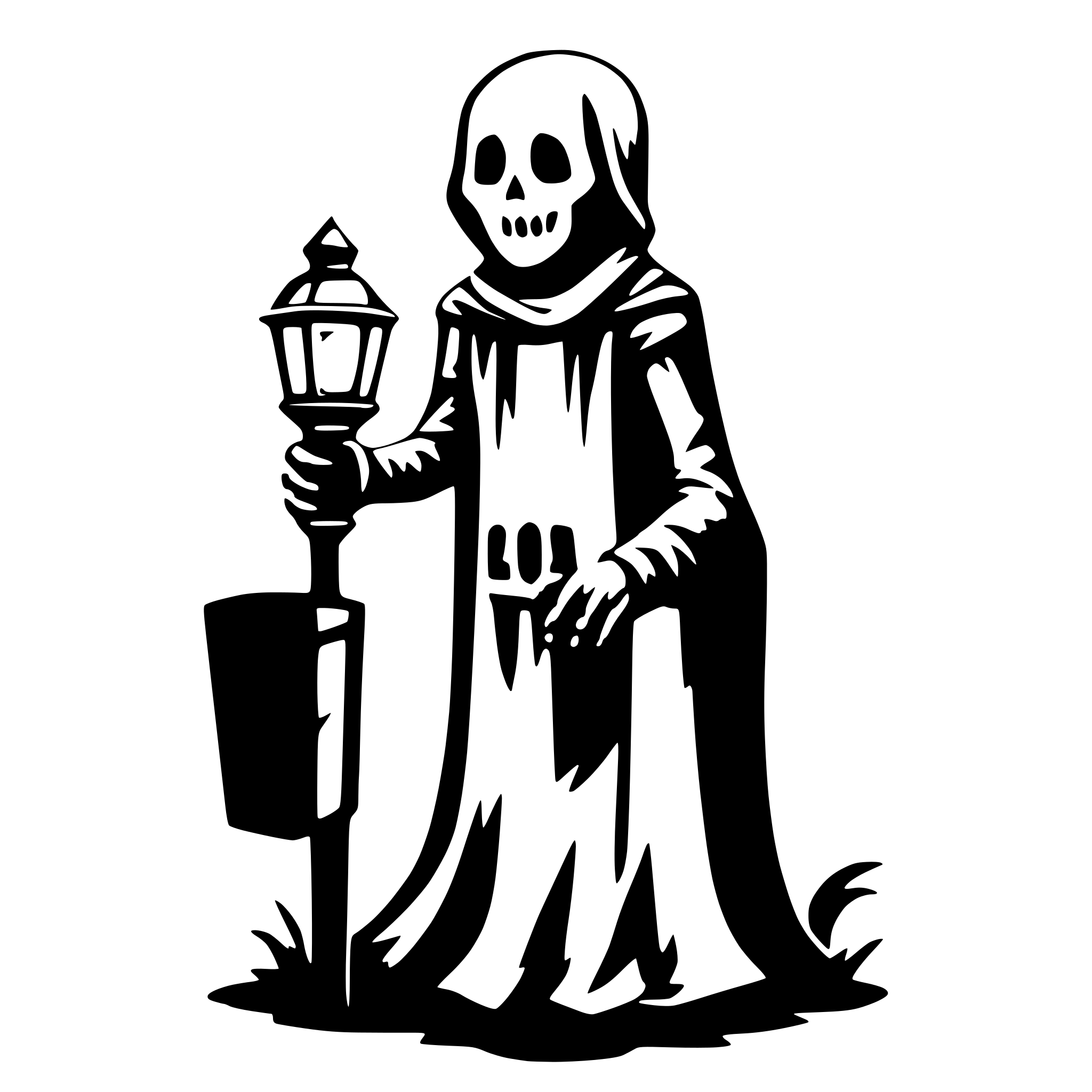 AI-generated SVG of a ghost with a latern in the hand