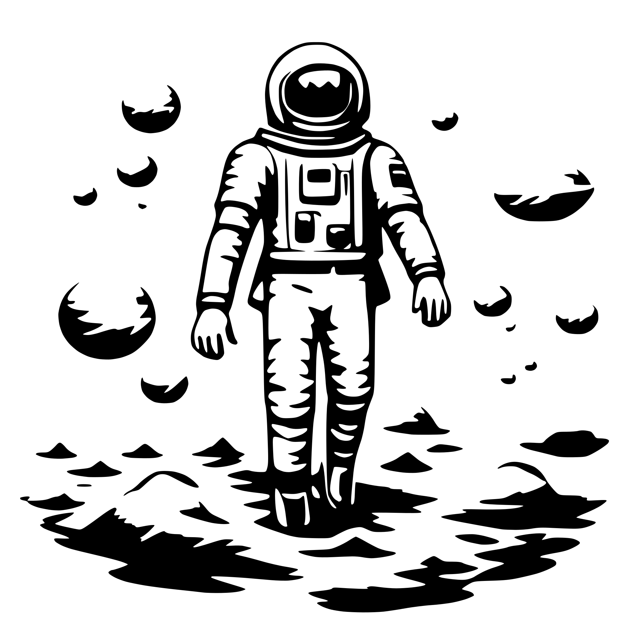 AI-generated SVG of 'astronaut floating between all'