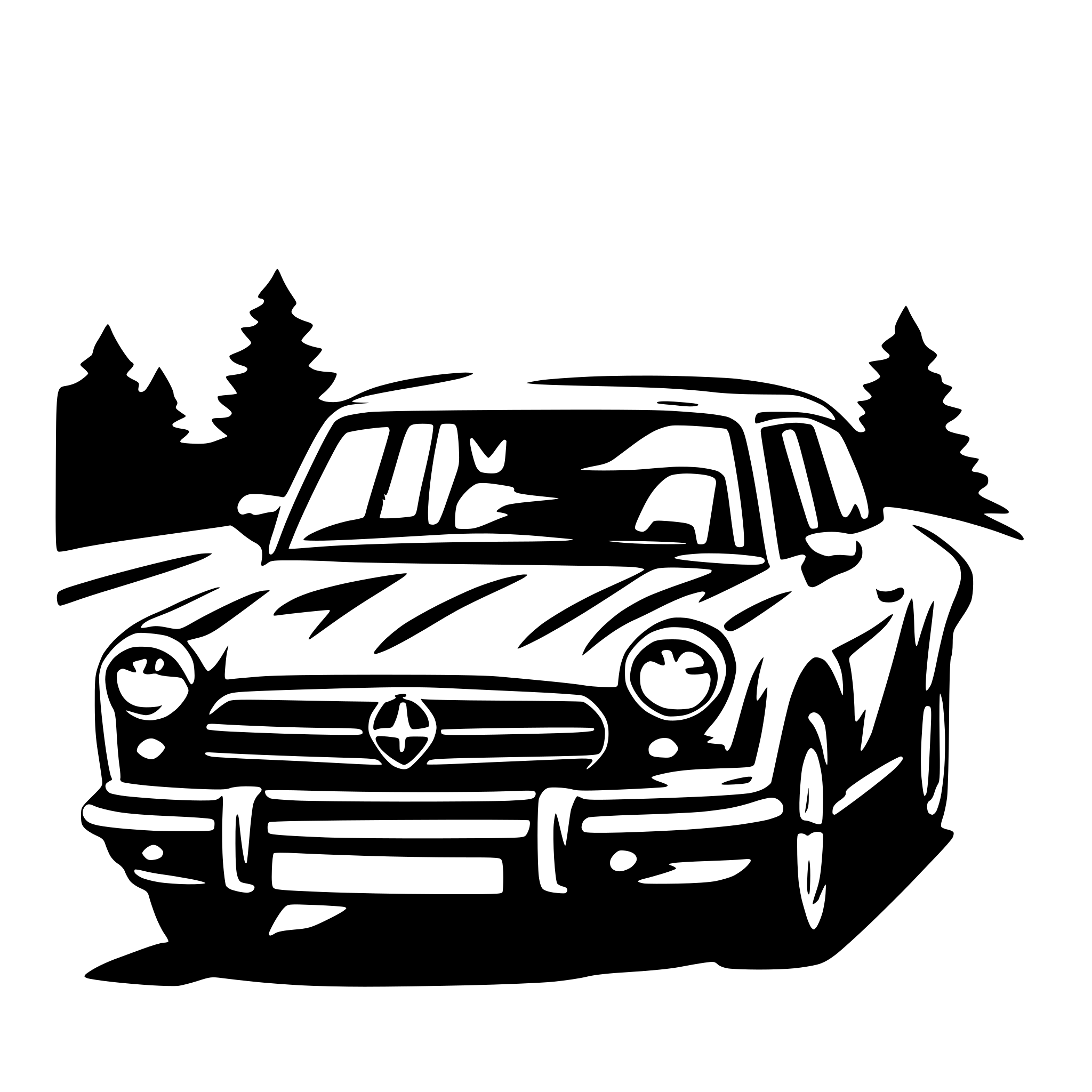 AI-generated SVG of a Car front outline border only