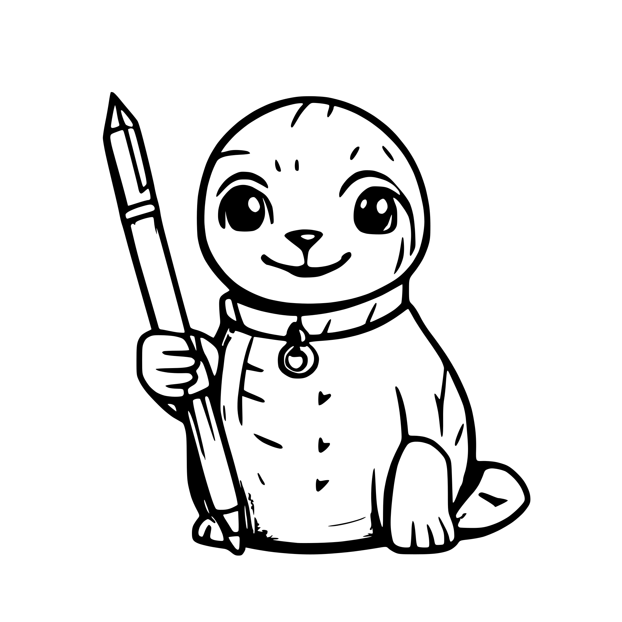 AI-generated SVG of 'A seal holding a pen'