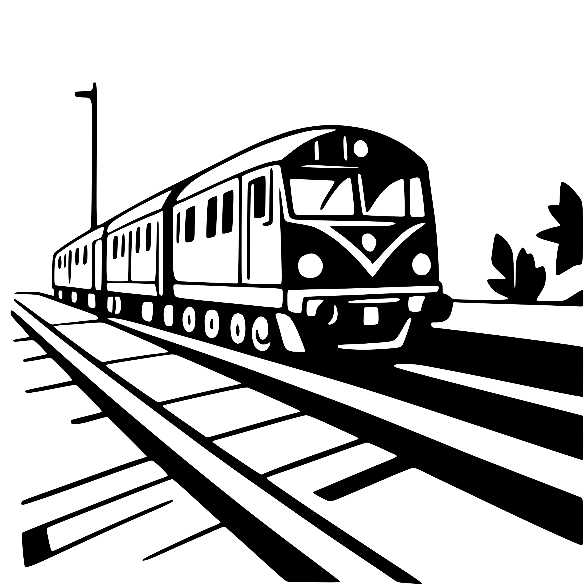AI-generated SVG of 'train crossing bridge'