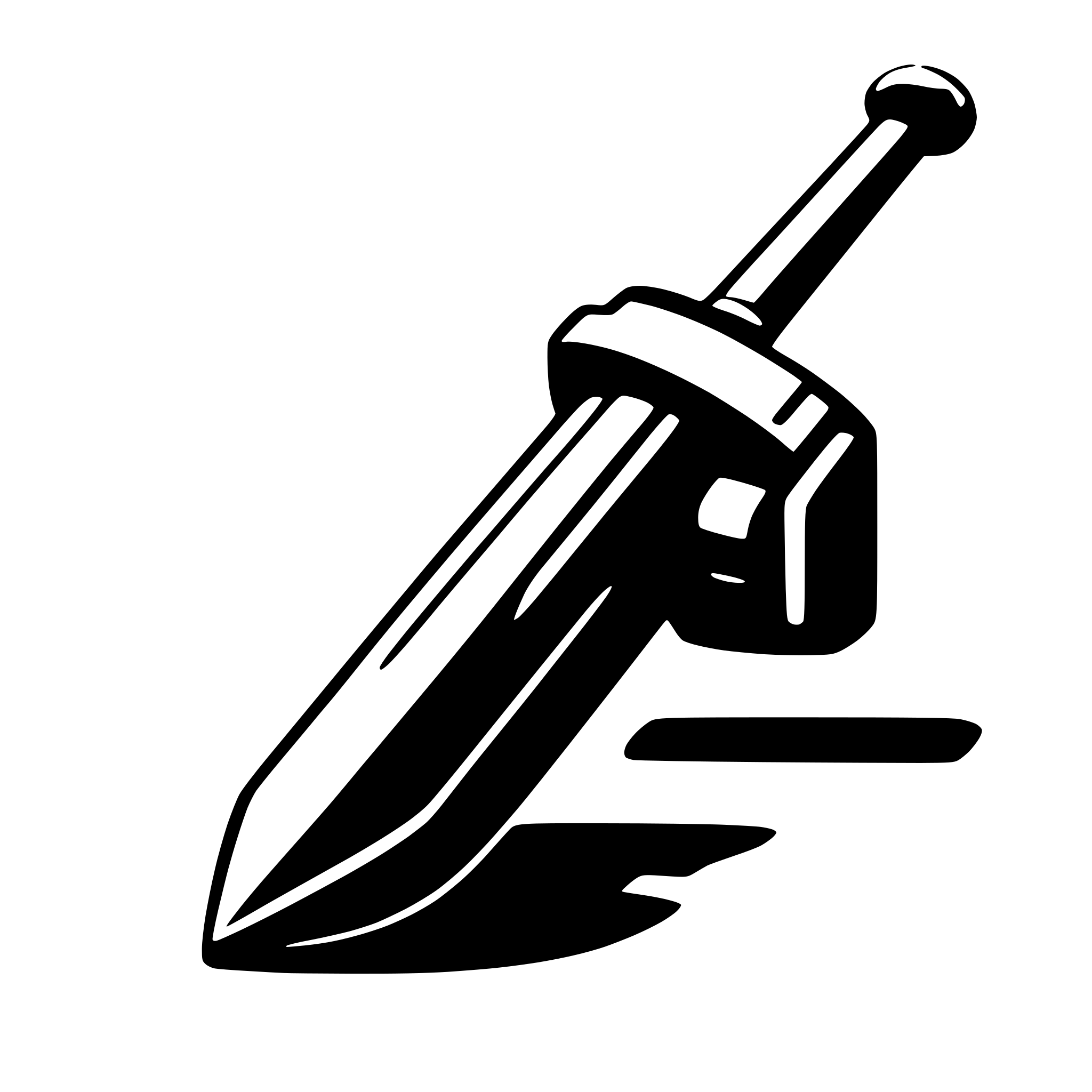 The SVG shows a stylized, black and white vector graphic of a dagger. The dagger has a pointed tip and a sharp, angled blade. The handle of the dagger is visible and appears to be a simple, cylindrical shape. The dagger is positioned diagonally, with the blade pointing downwards and the handle pointing upwards. The SVG does not depict any interaction between objects; it is a single, isolated object. 