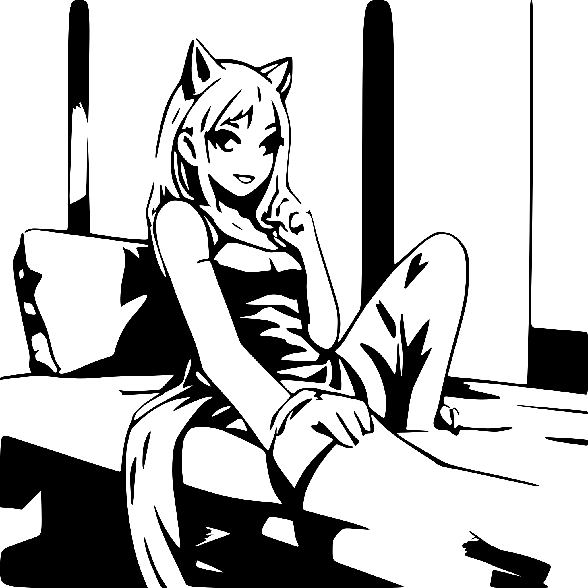 AI-generated SVG of 'lounging catgirl posing sideways'
