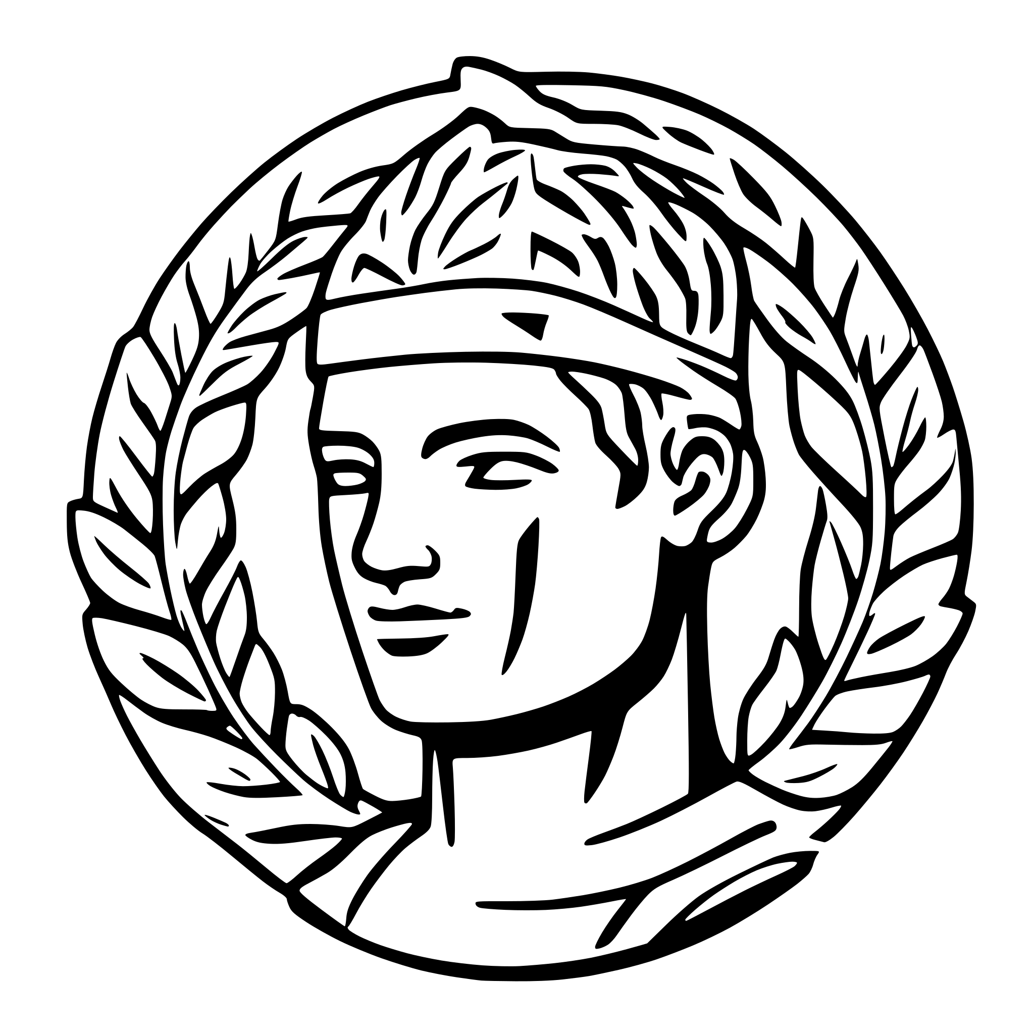 AI-generated SVG of a head of ancient roman emperor, with laurel wreath on head, no beard, clean, styllized, flat, logo, gold, frontal, en face, looking straight forward, neutral expression AI-generated SVG of a head of ancient roman emperor, with laurel wreath on head, no beard, clean, styllized, flat, logo, gold, frontal, en face, looking straight forward, neutral expression
