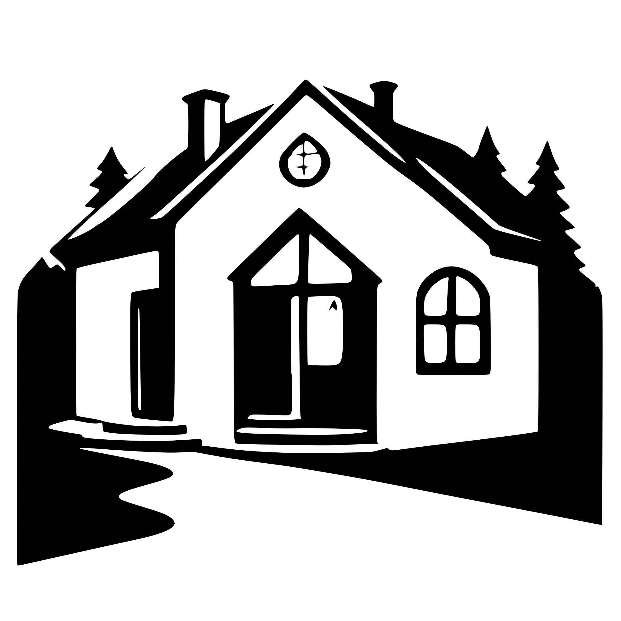 AI-generated SVG of 'The image is a black and white silhouette of a house. The house is in the shape of a rectangle with a pointed roof and a small chimney on the right side. The front of the house has a small window on the left side, which is slightly open.'