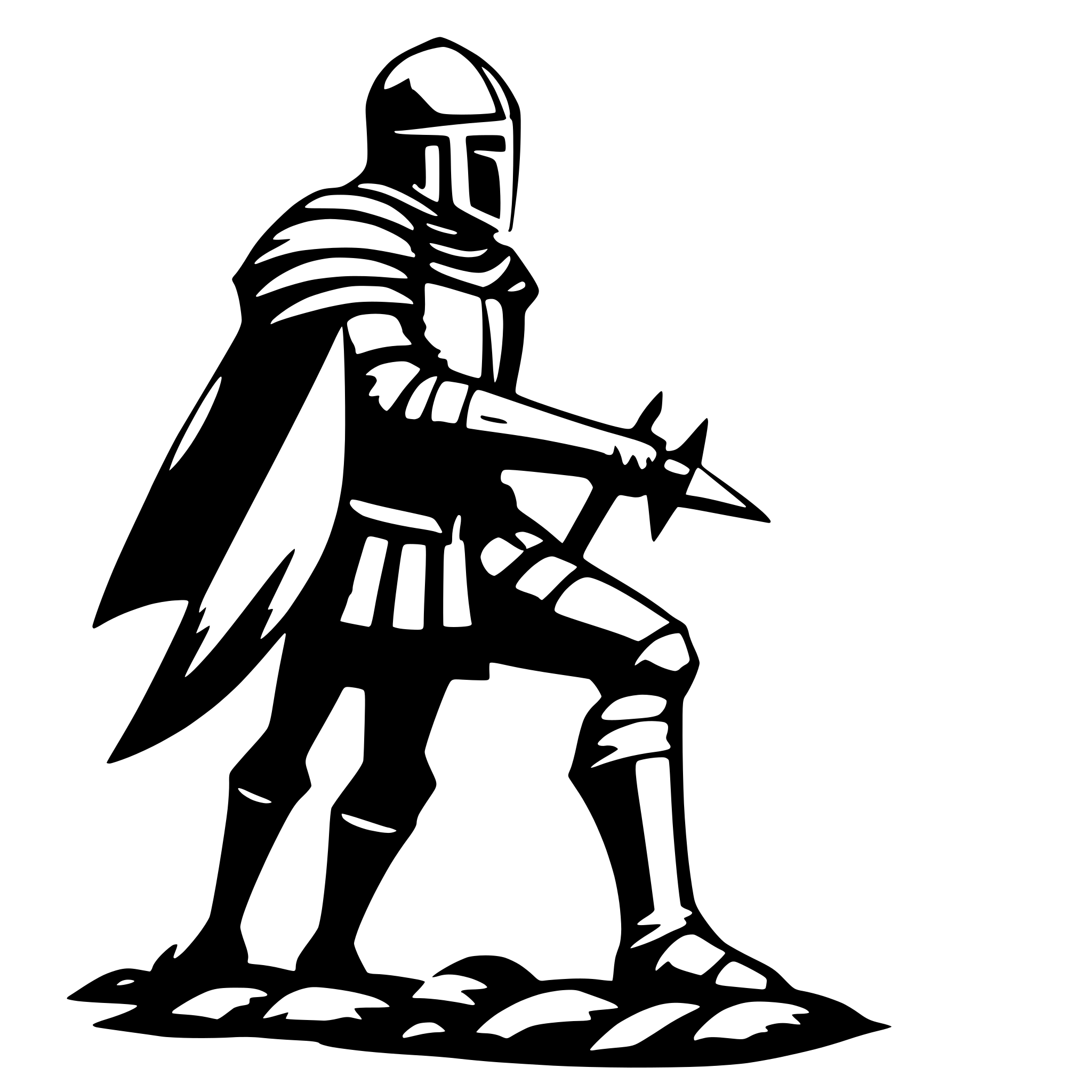 AI-generated SVG of a crusader knight, side view, epic