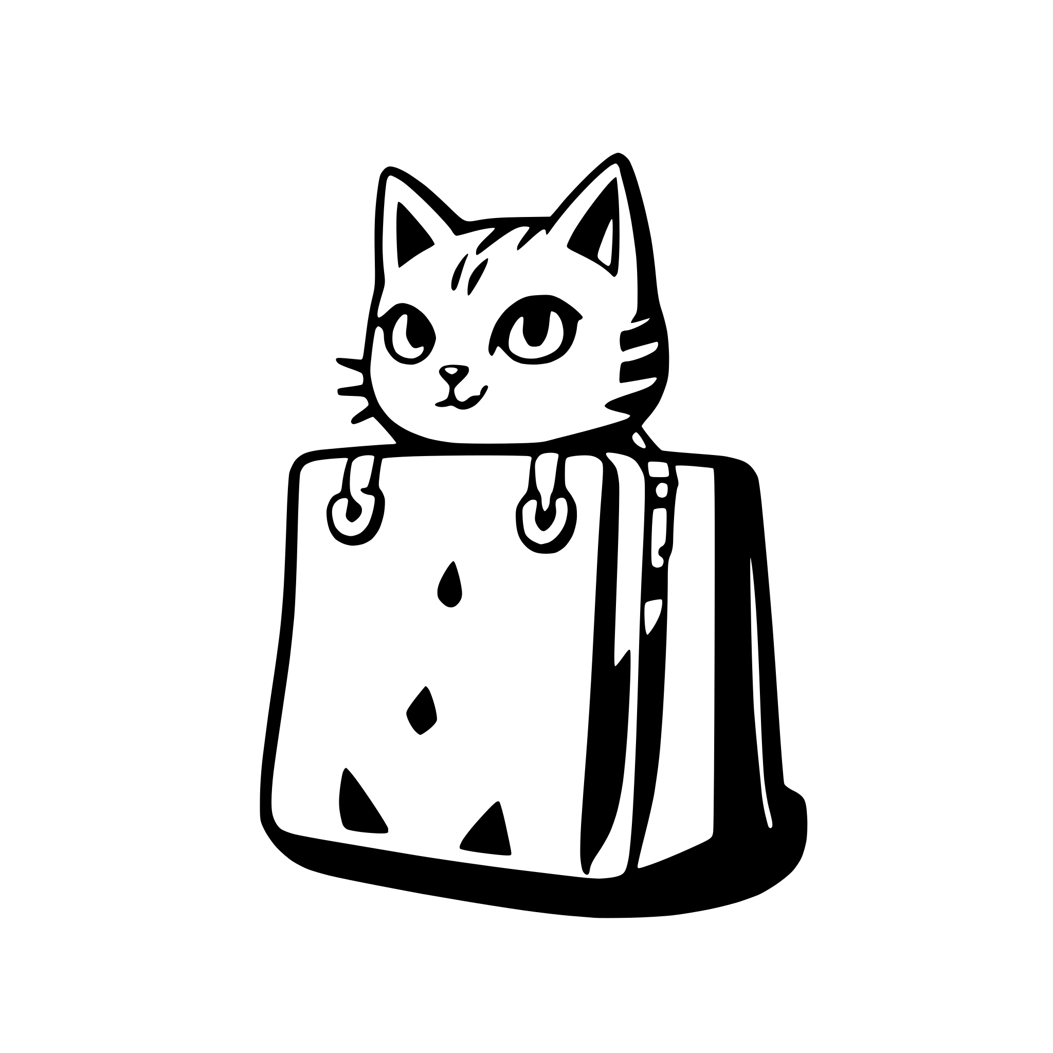AI-generated SVG of 'Cat on the bag'