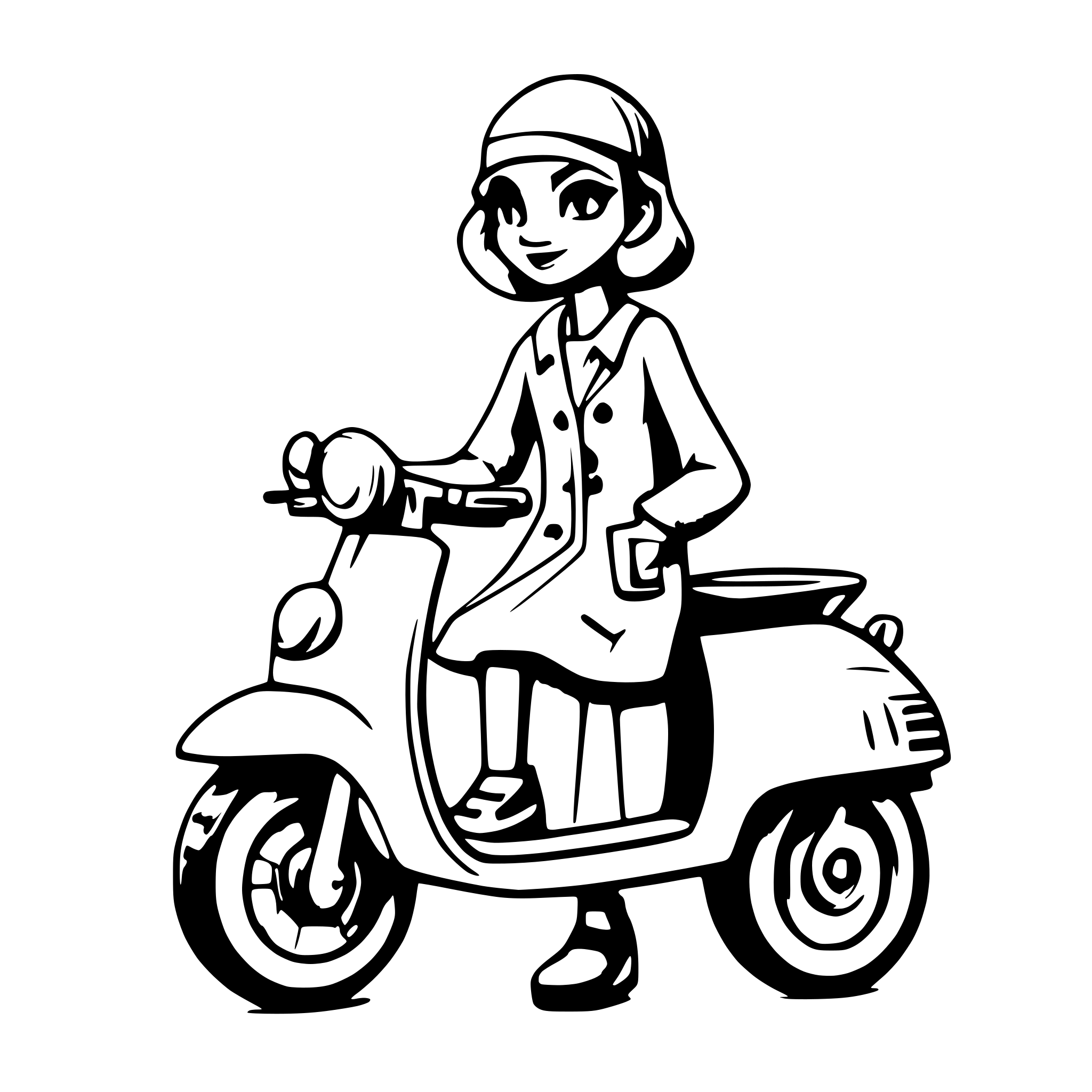 AI-generated SVG of a Woman on a vespa