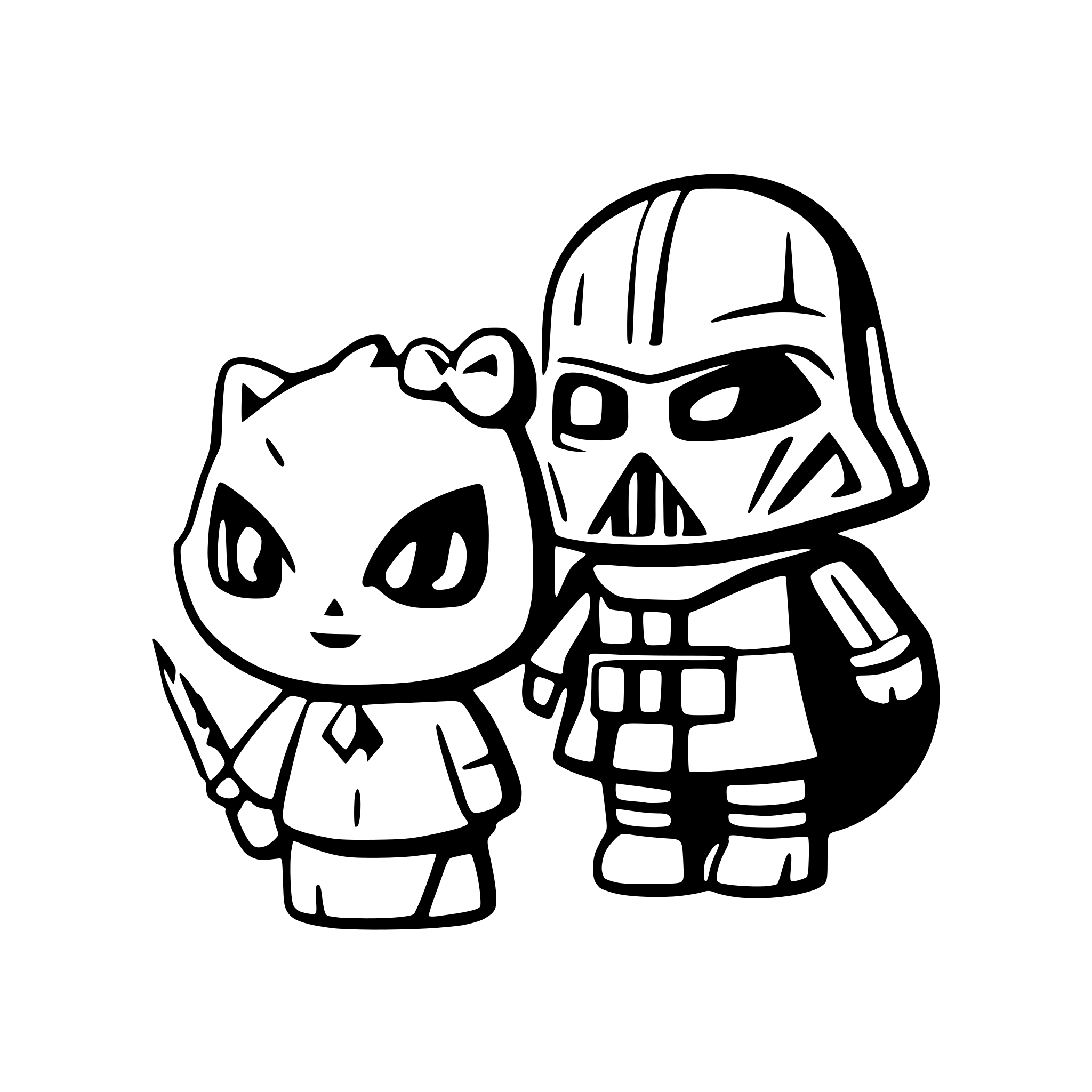 AI-generated SVG of a darth vader and hello kitty