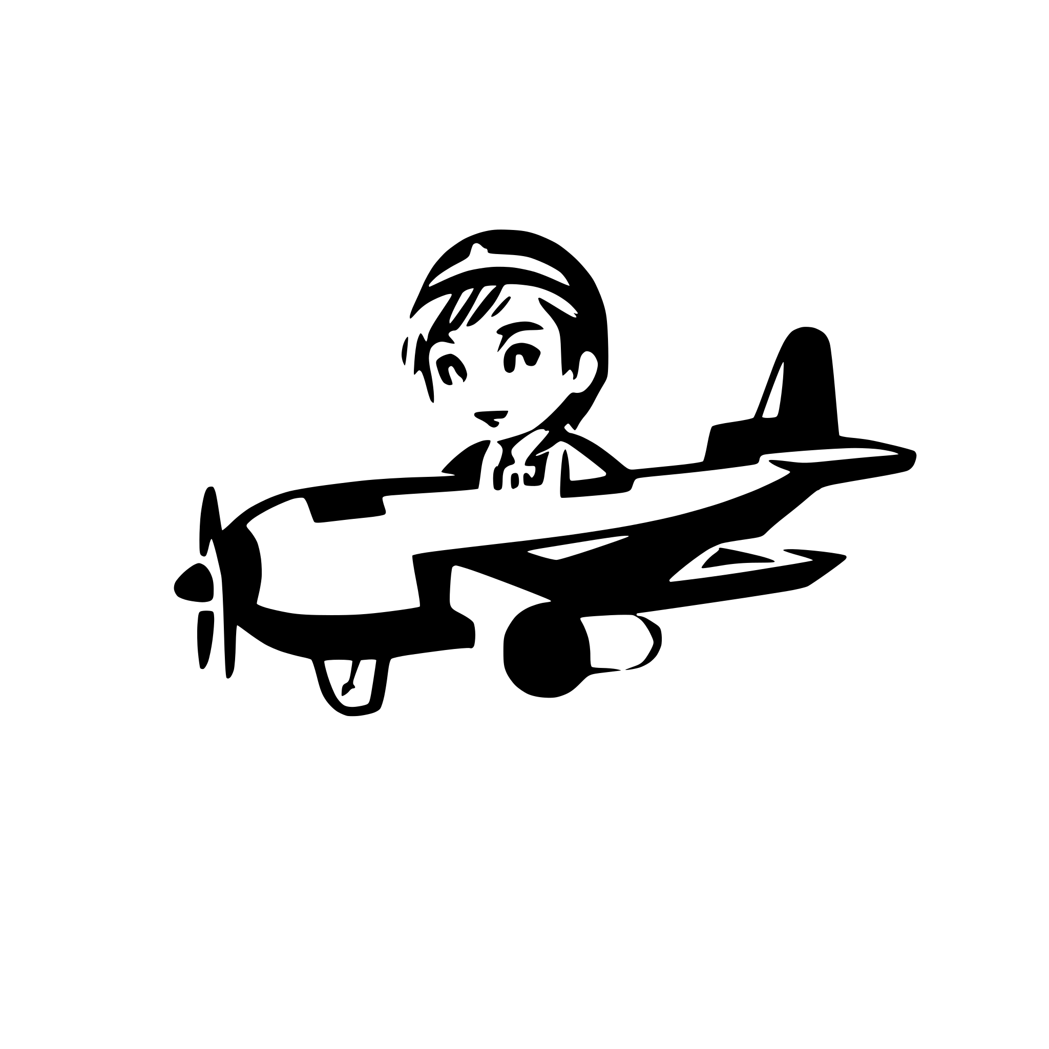 AI-generated SVG of a plane with a cut boy in the cockpit