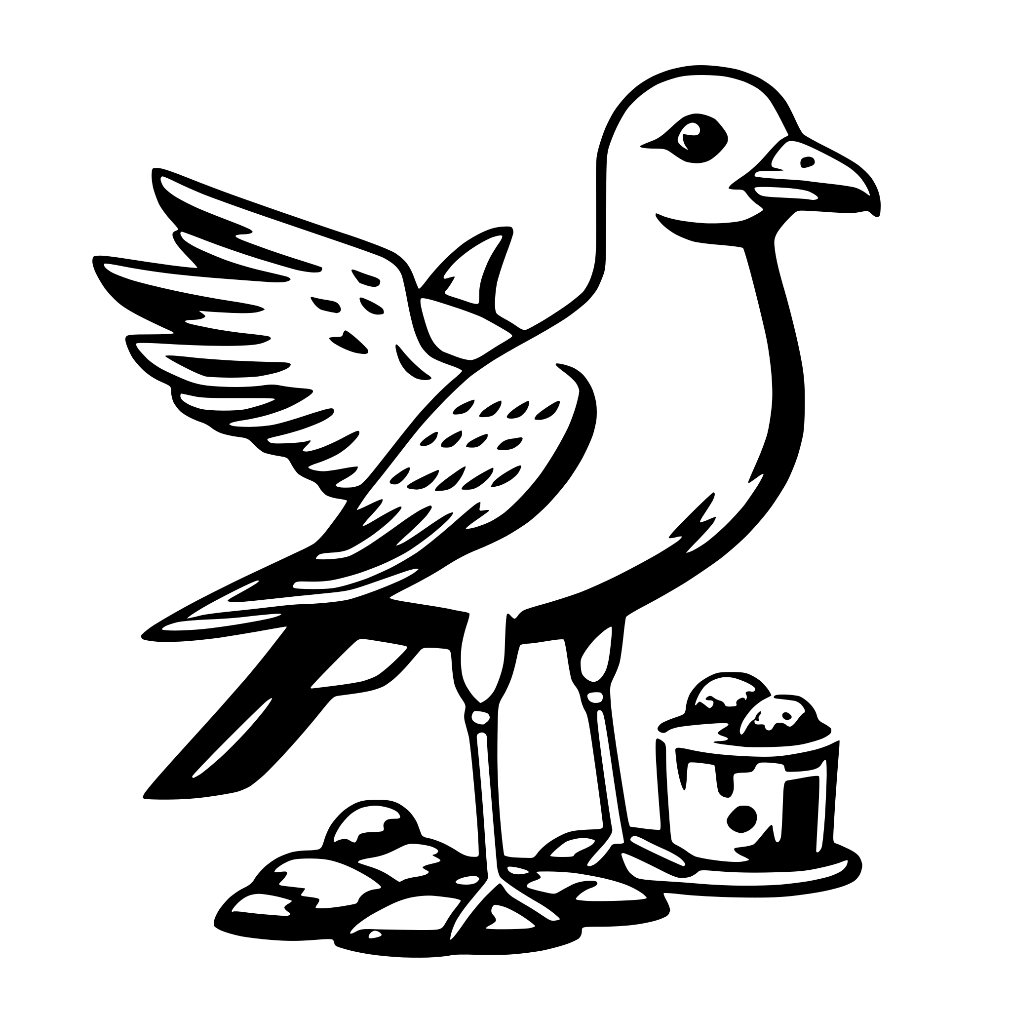 AI-generated SVG of 'seagull with fish'