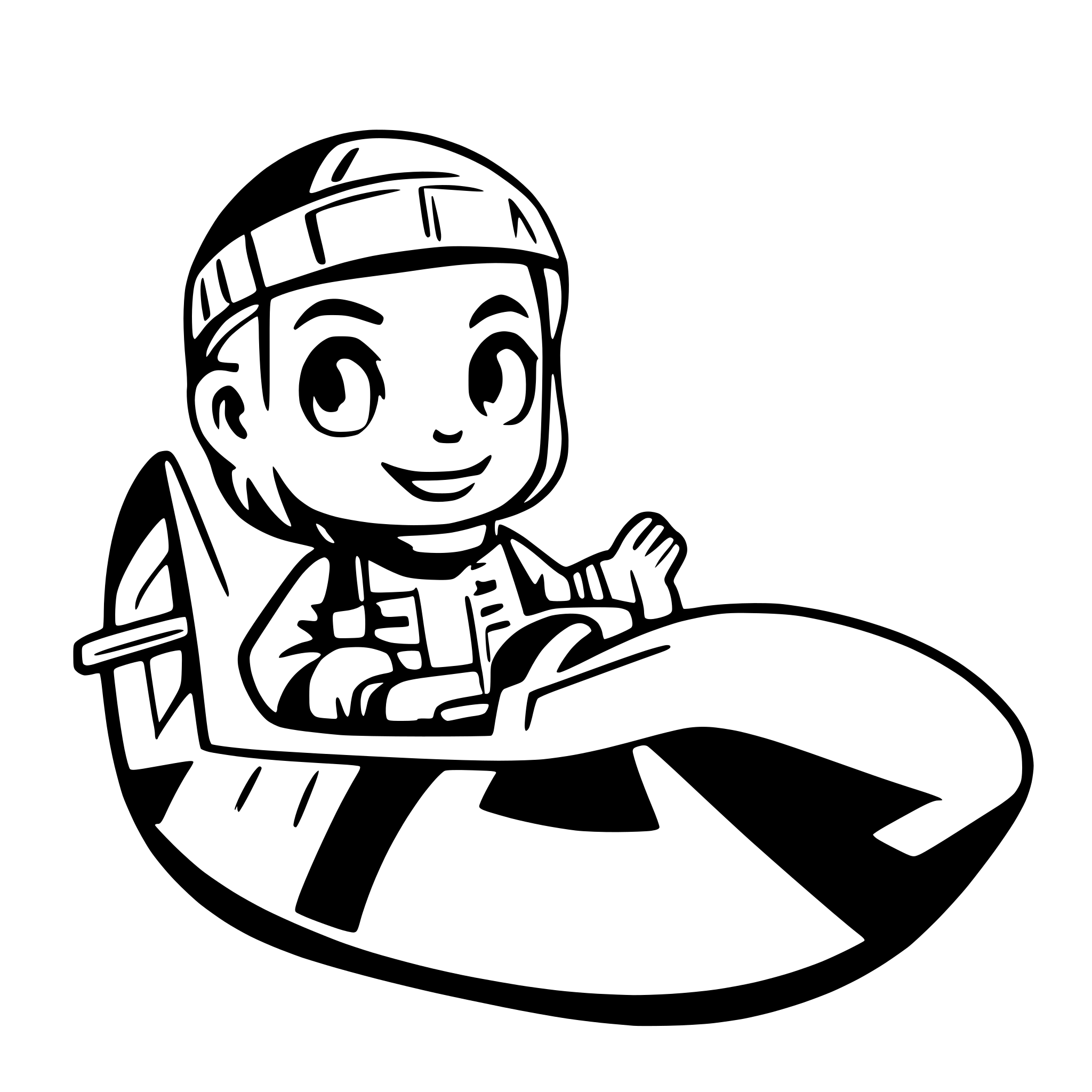 AI-generated SVG of a a cute boy in a plane