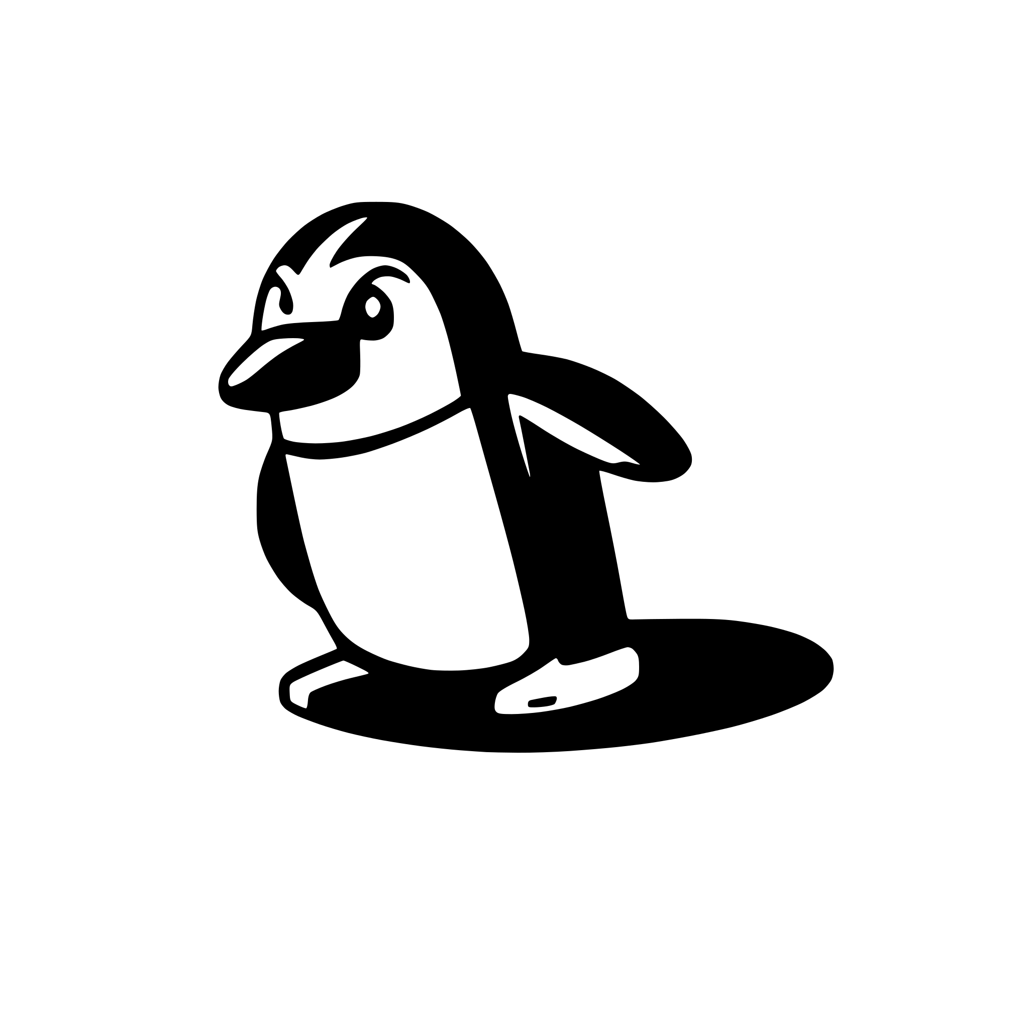 AI-generated SVG of a Create an SVG illustration of a cartoon-style penguin doing pushups. The penguin should have a determined expression, with its wings slightly bent for support and its body lowered close to the ground. The scene should include subtle motion lines to emphasize movement. Keep the design simple, clean, and visually appealing, with smooth curves and a minimal color palette of black, white, and orange. The background should be minimal or optional for flexibility.