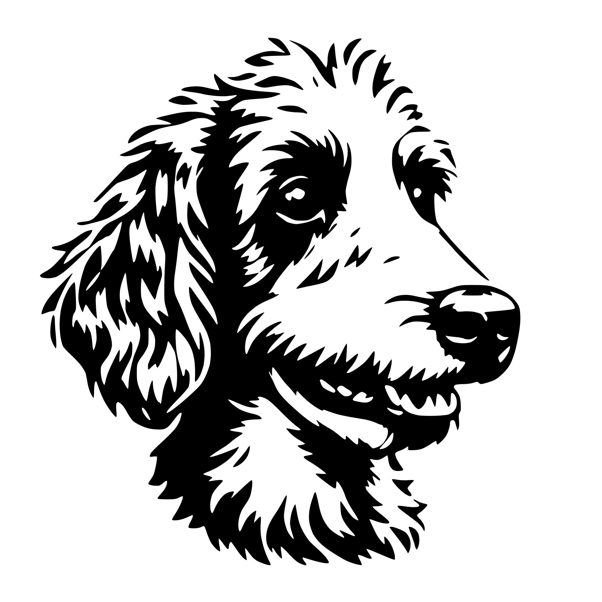 AI-generated SVG of 'happy aussiedoodle head'