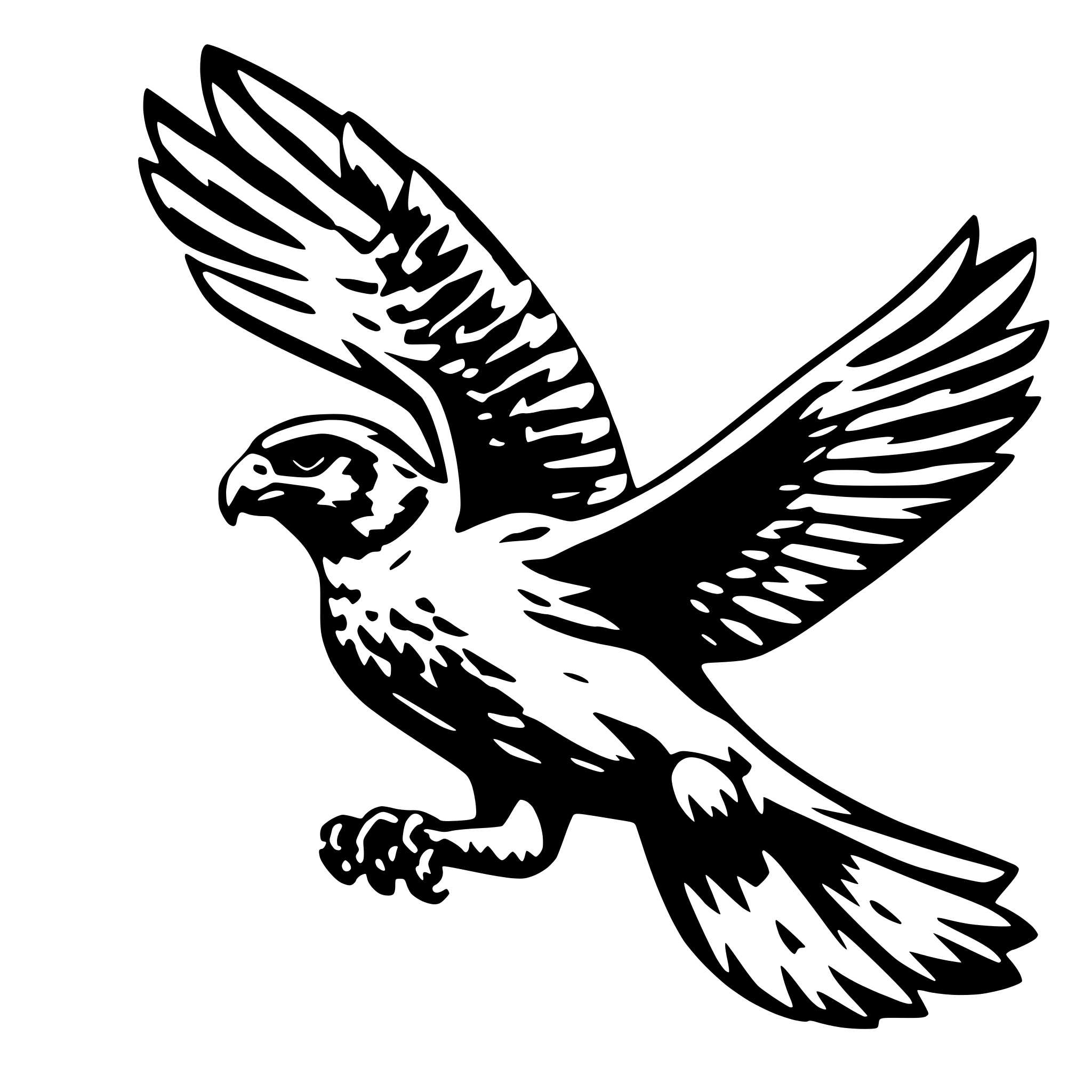 AI-generated SVG of a falcon who flying