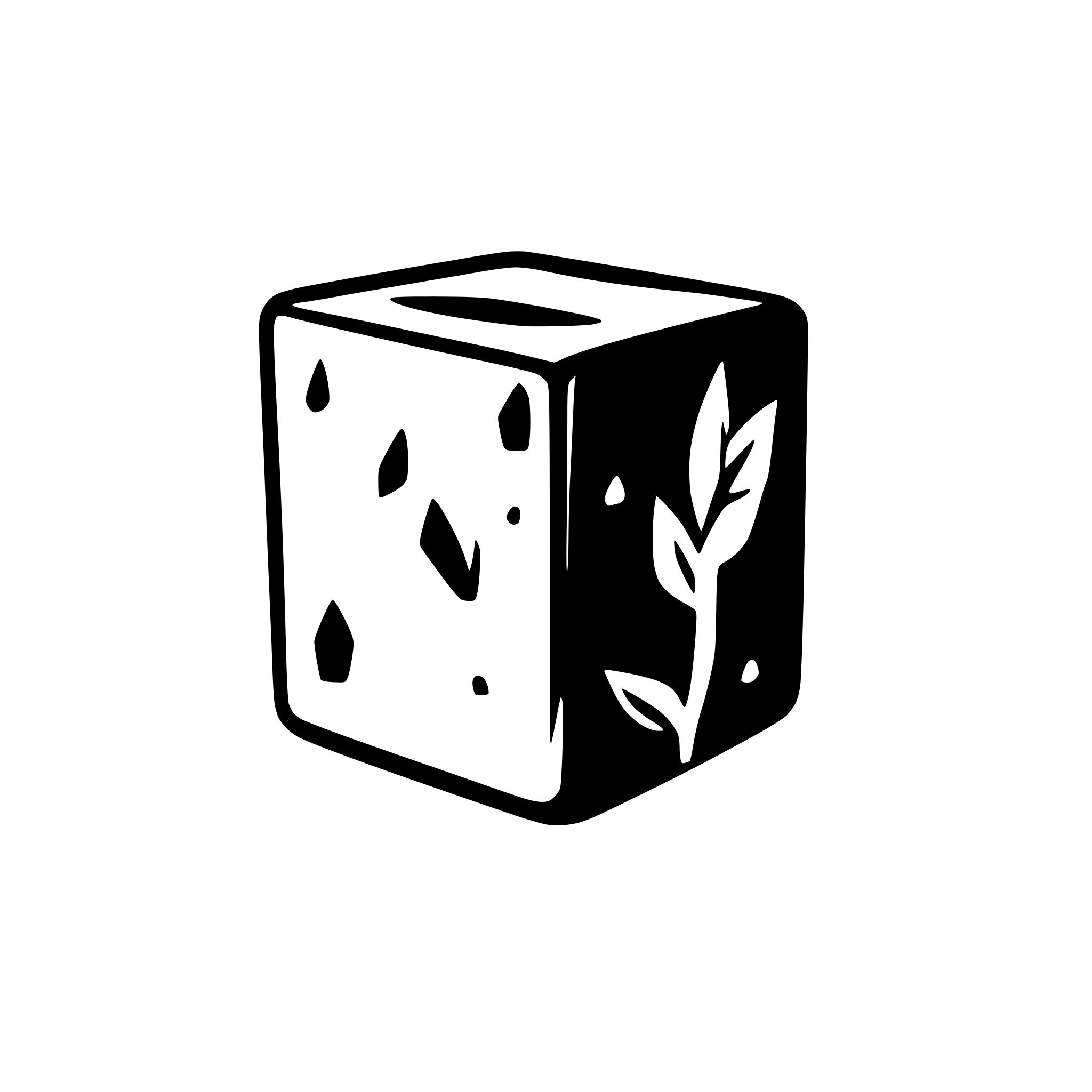 AI-generated SVG of a black cube with small cracks (negative space) which make the cube look like stone