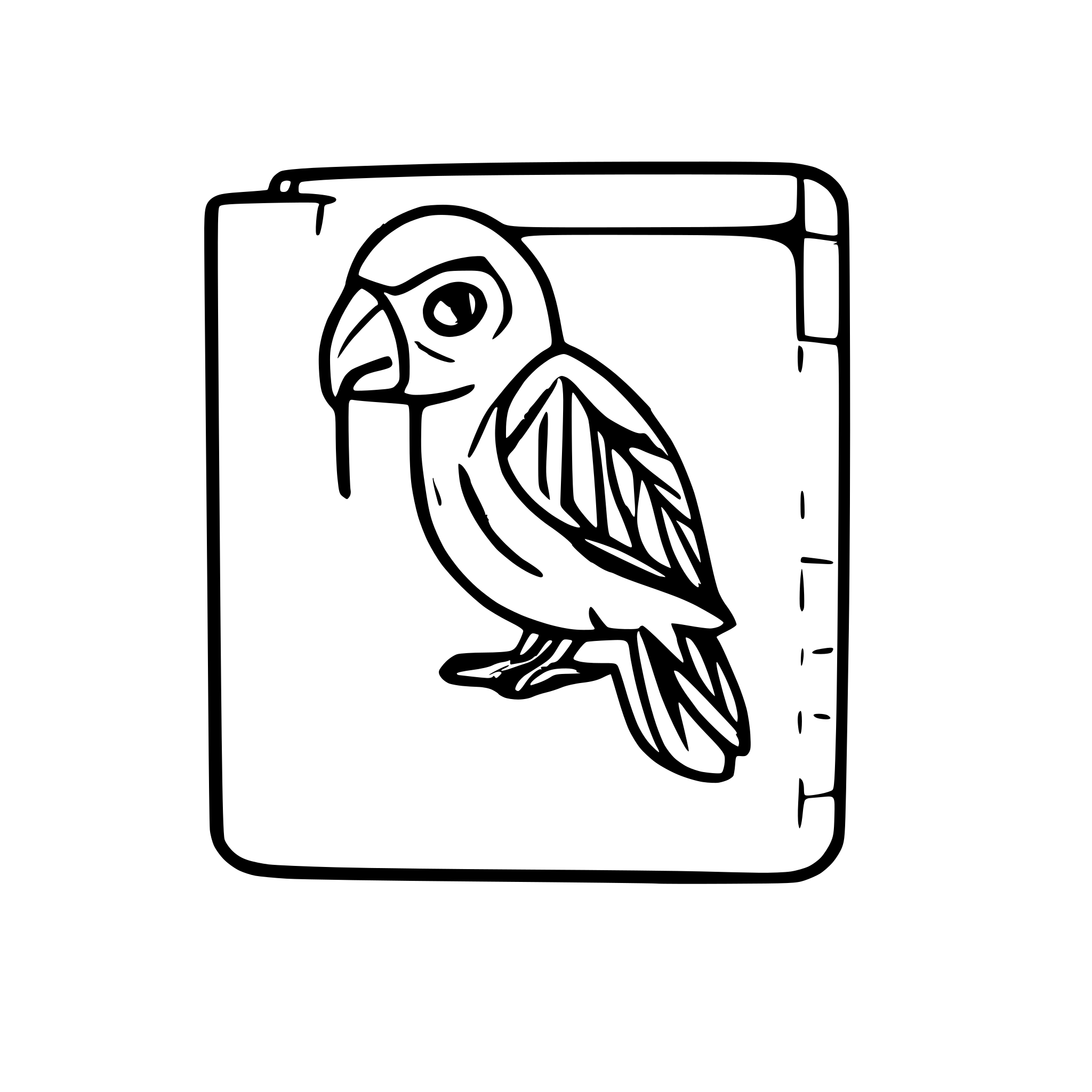 AI-generated SVG of a A small simplistic one line art logo based on a budgie bird with a wallet