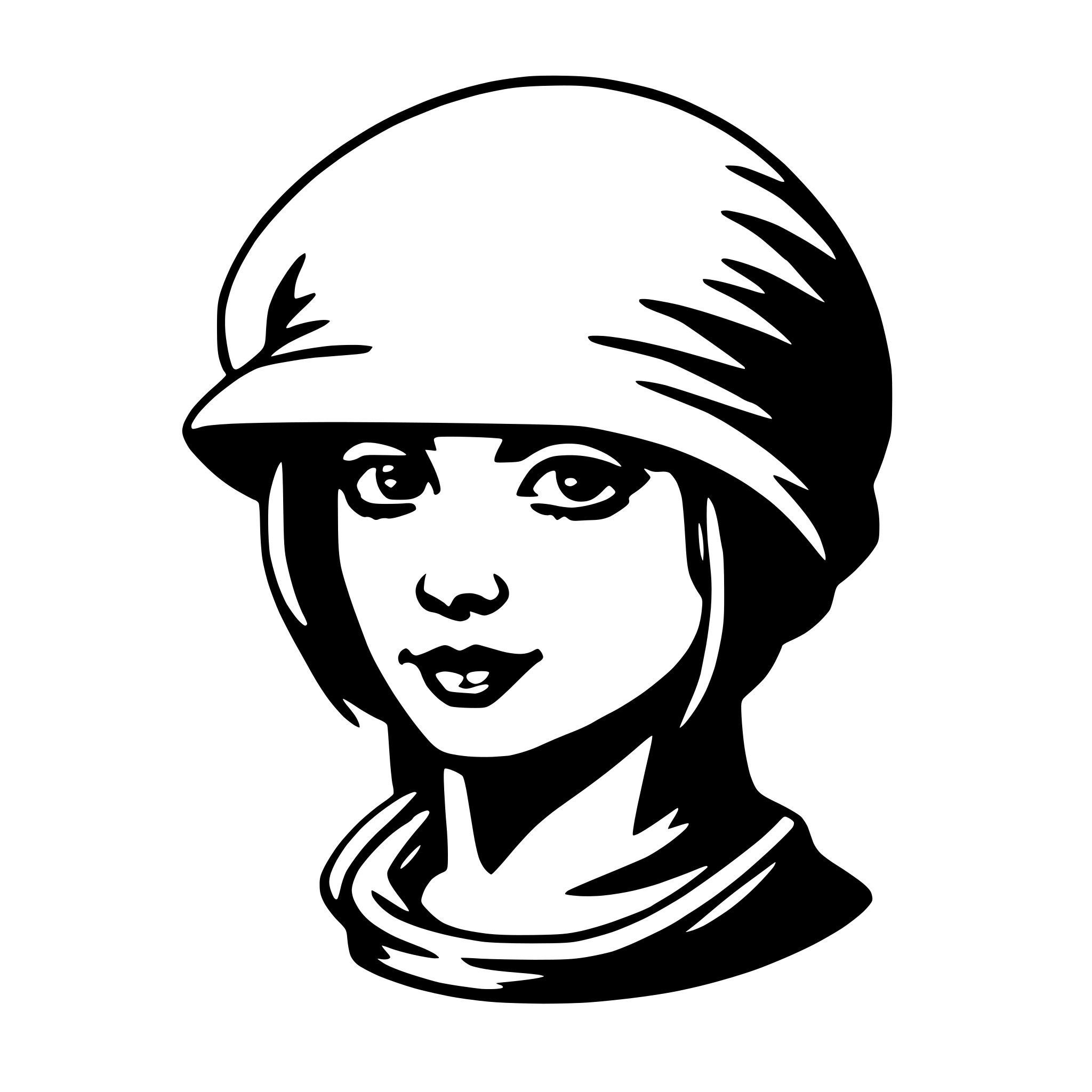 The SVG depicts a stylized, black and white illustration of a person's head and shoulders. The person is wearing a cap and has short hair. The illustration is simplistic with minimal detail, focusing on the outline of the head and the features such as the eyes, nose, and mouth. The cap appears to have a brim, and the person is looking directly at the viewer. The style is reminiscent of a comic book or graphic novel character. 