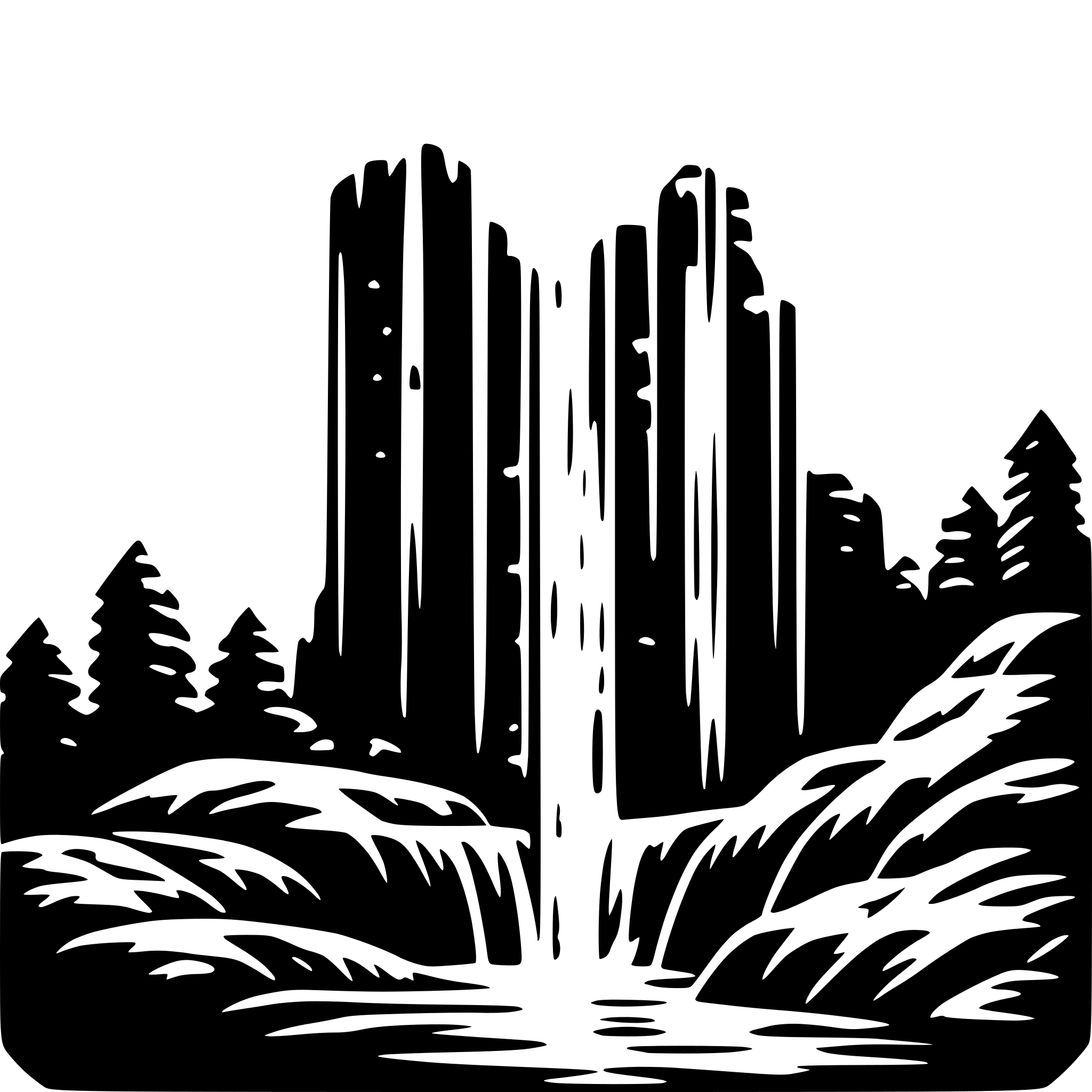 AI-generated SVG of a waterfall of binary code