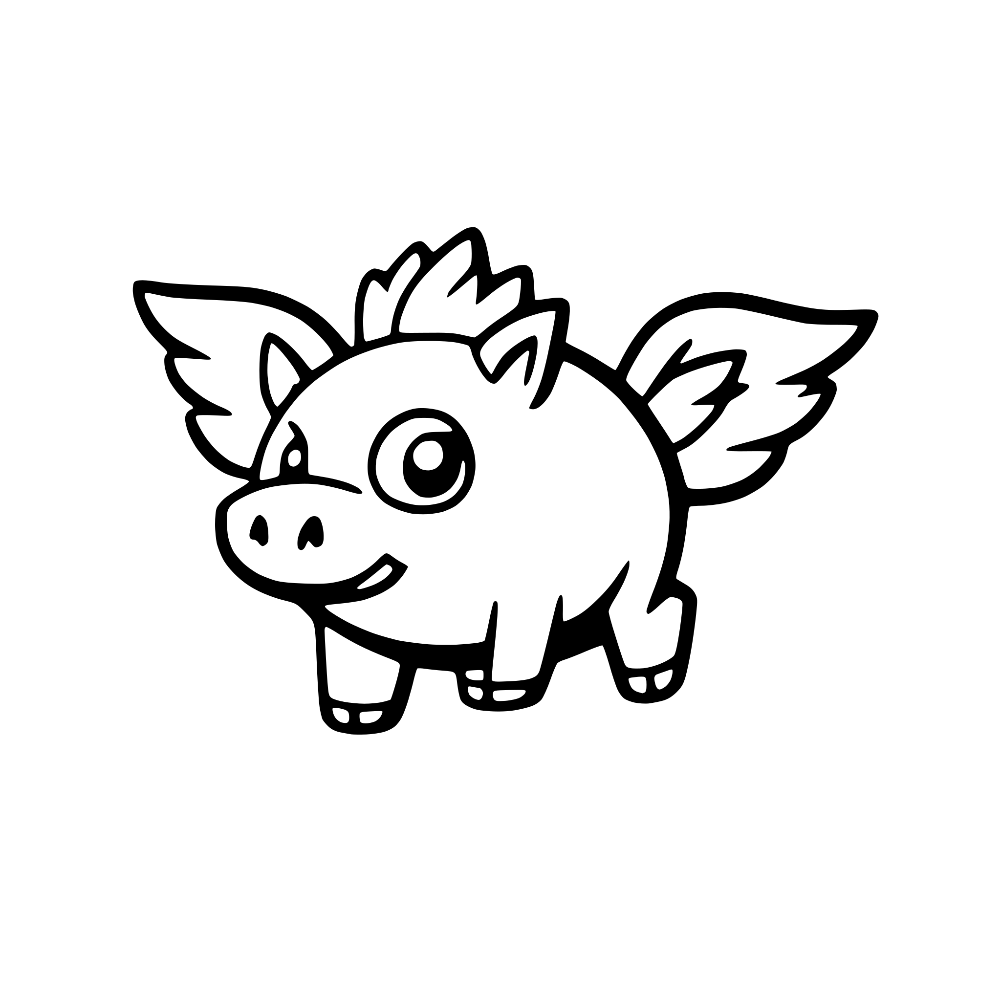 AI-generated SVG of a a flying pig with tiny angel wings