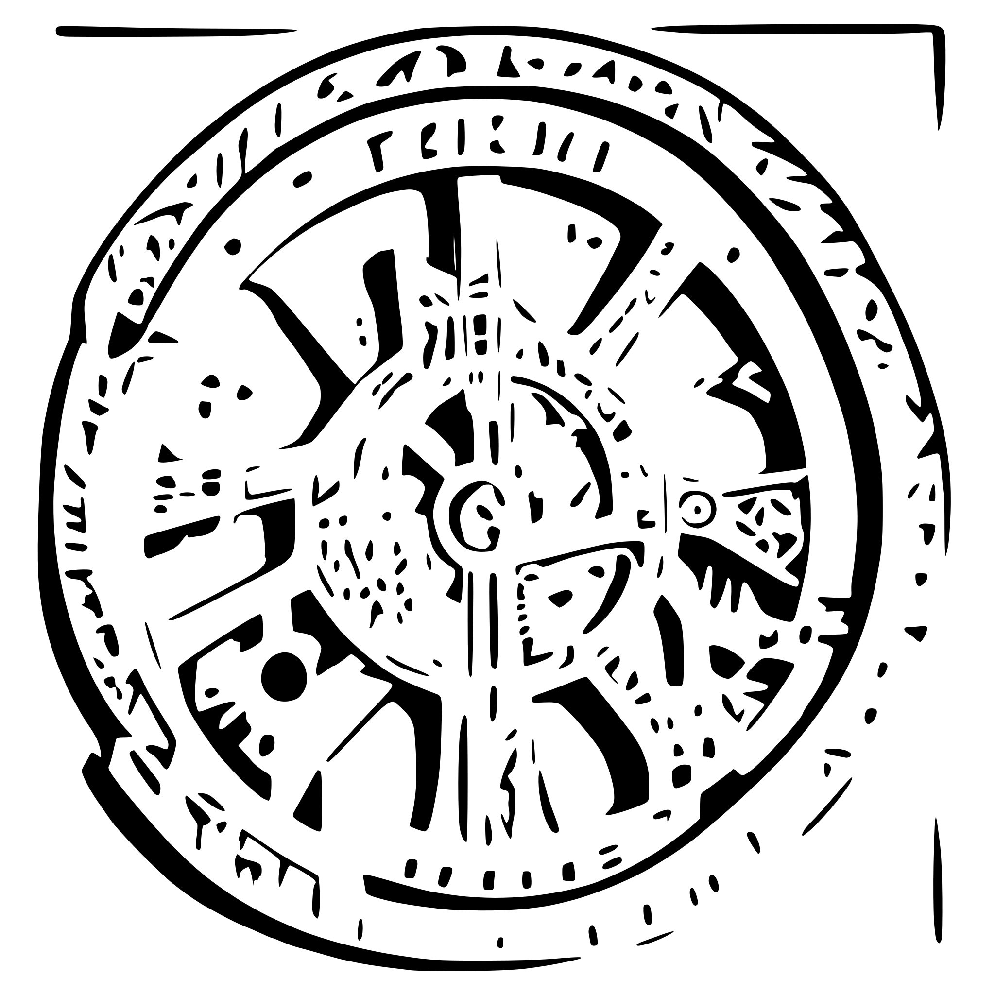 AI-generated SVG of a the most hardcore steampunk image ever with words Roo's Customs across the top and viking symbolism
