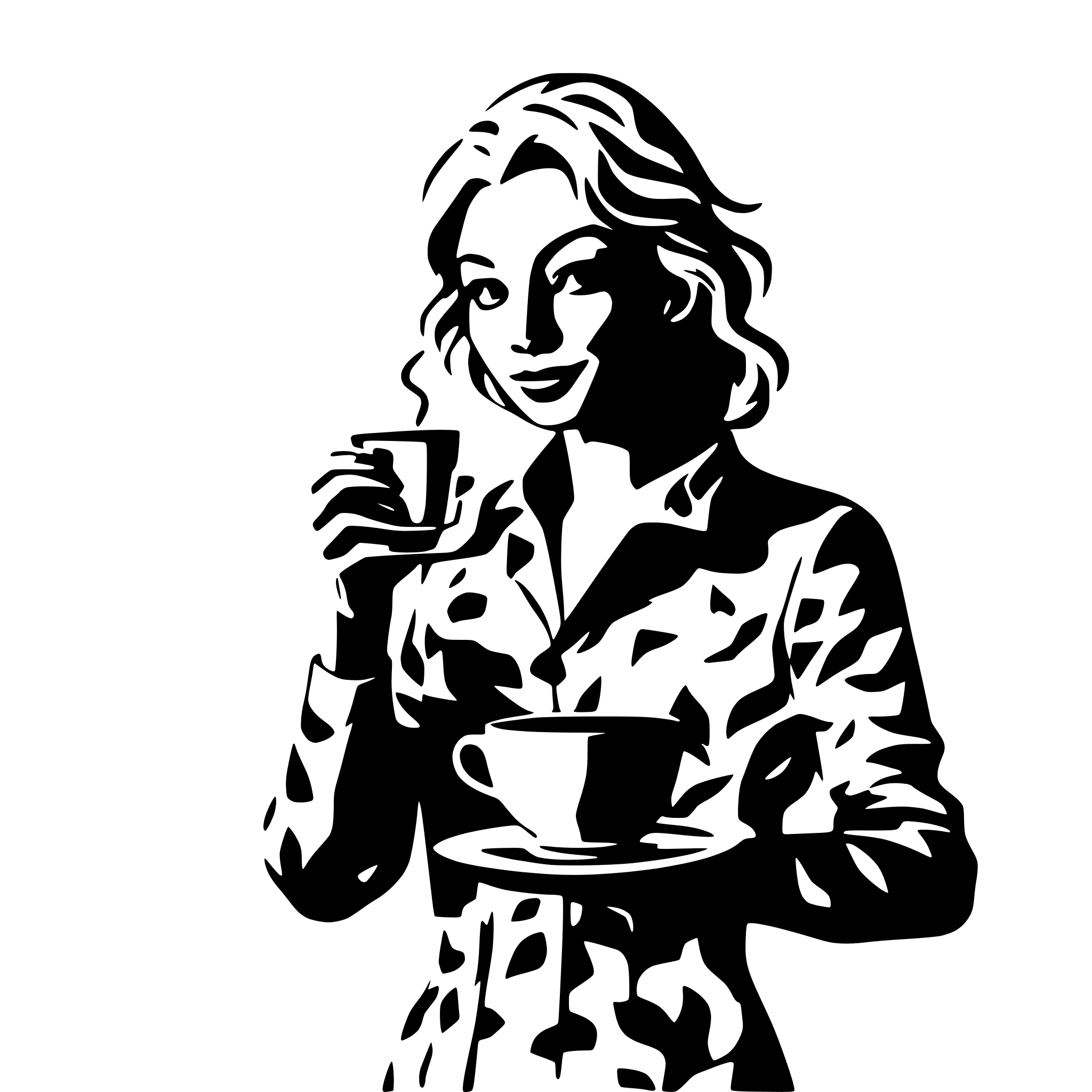 AI-generated SVG of a grandma drinking coffee