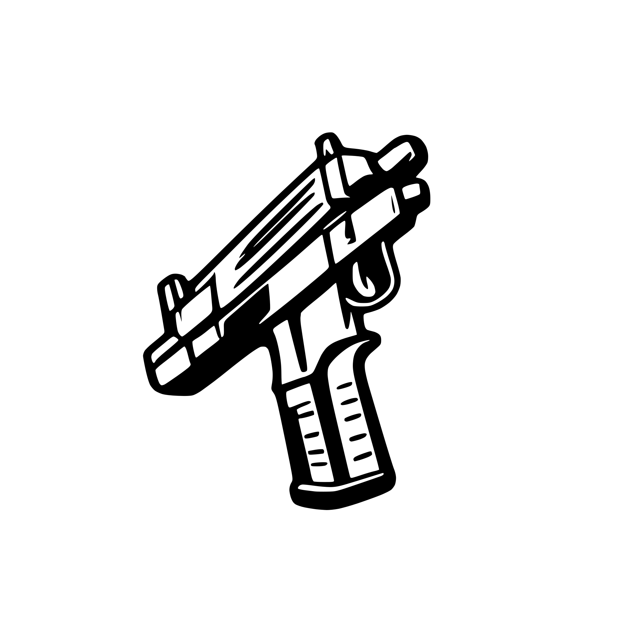AI-generated SVG of 'Mini Uzi, seiten ansicht'