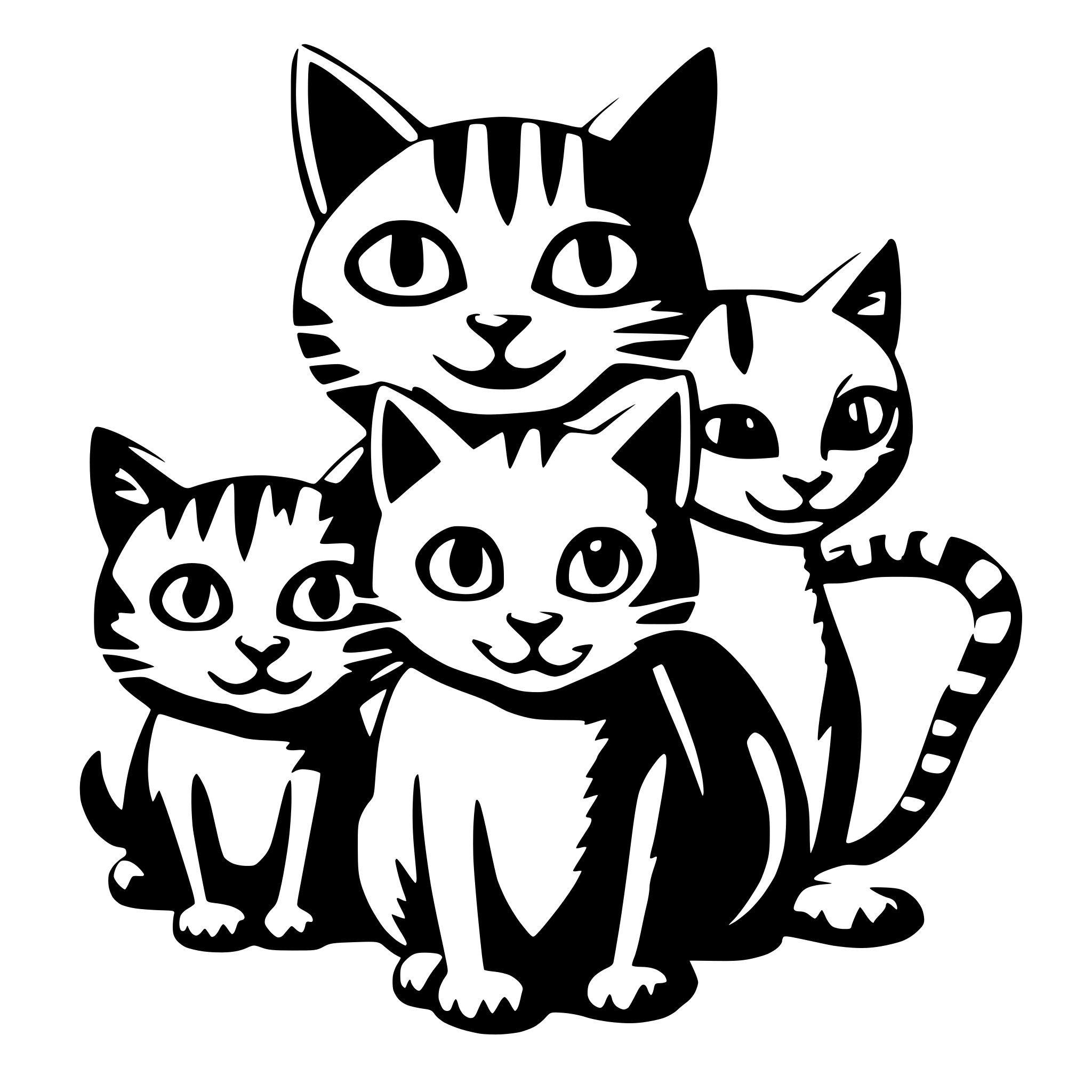 AI-generated SVG of '3 crazy cats'