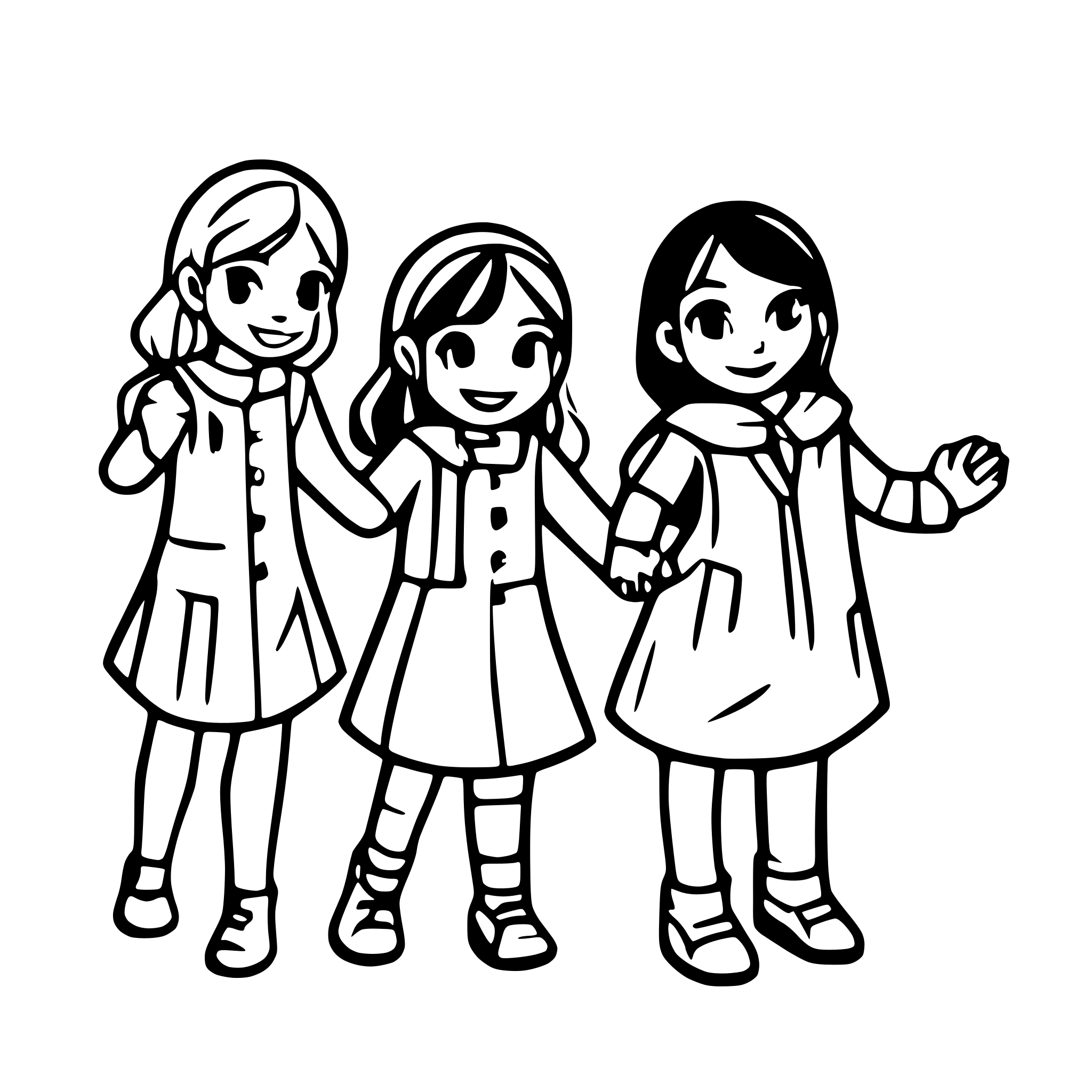 AI-generated SVG of a educator with  8 children holding hands