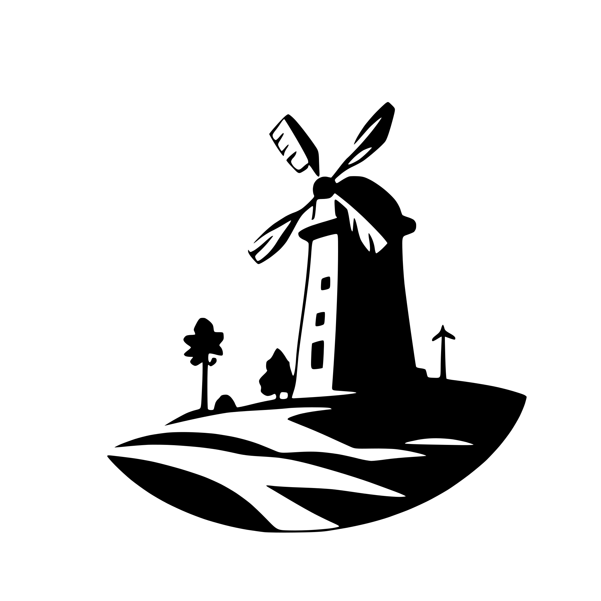 AI-generated SVG of 'windmill on a hilltop'