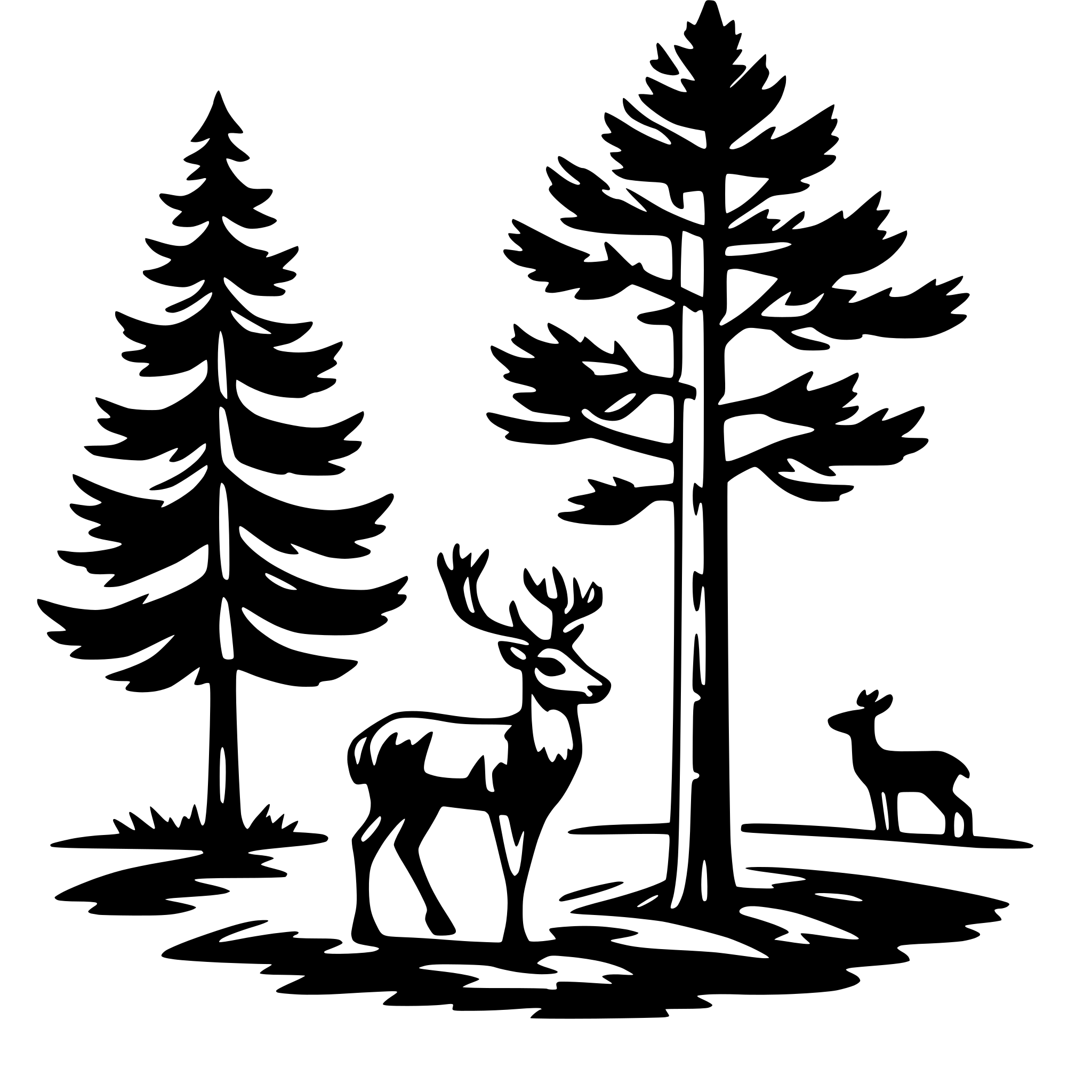 AI-generated SVG of 'pine tree and deer'
