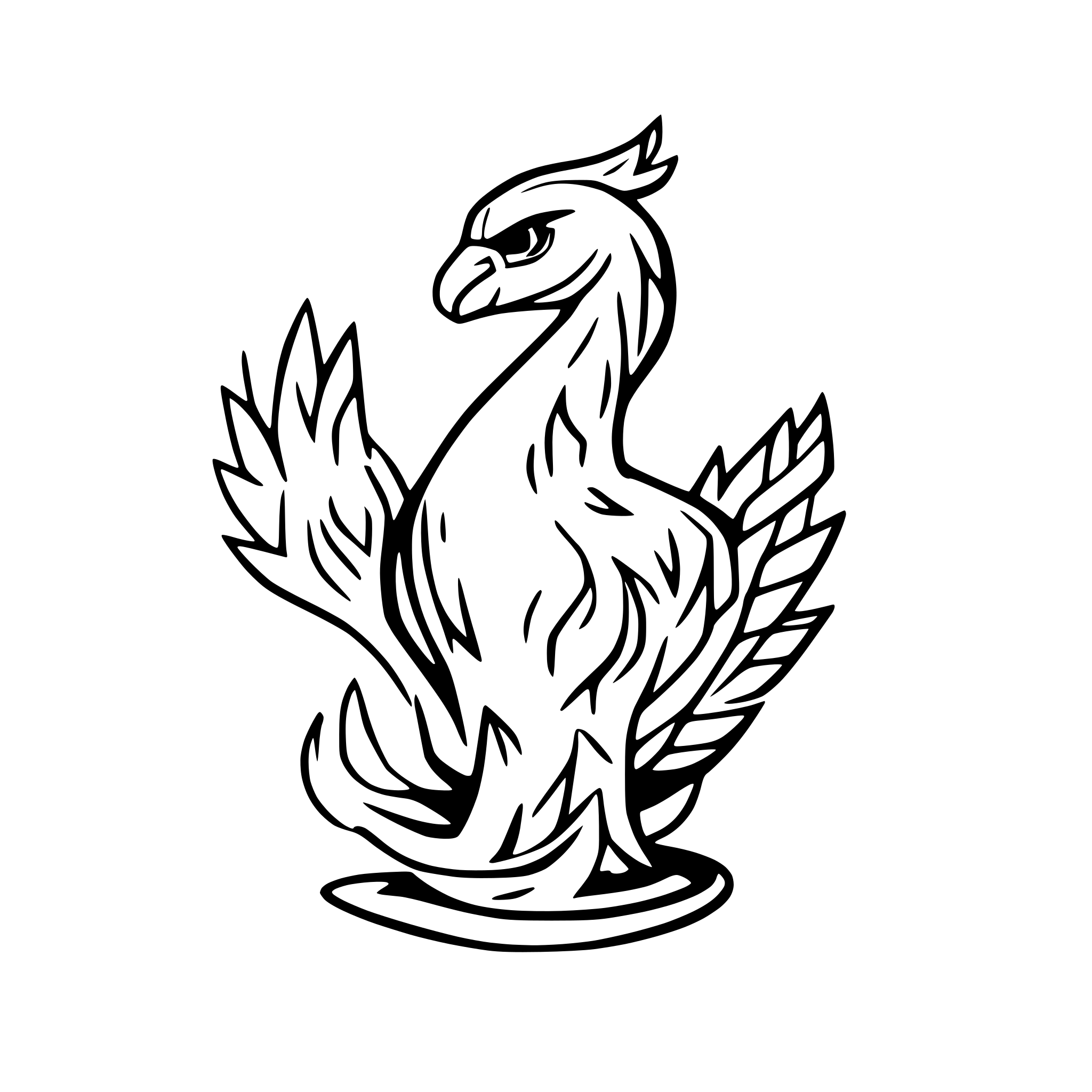 AI-generated SVG of a A phoenix sitting in flames.
