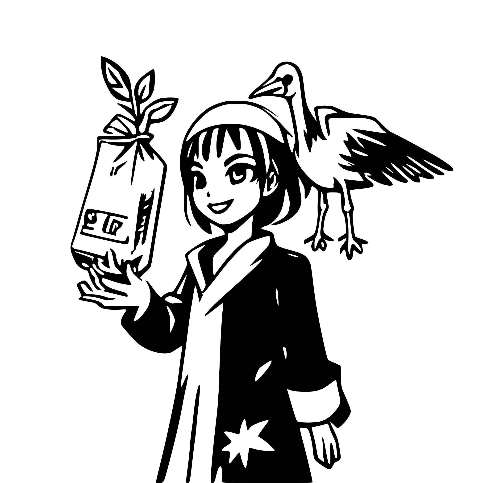 AI-generated SVG of a stork delivering money