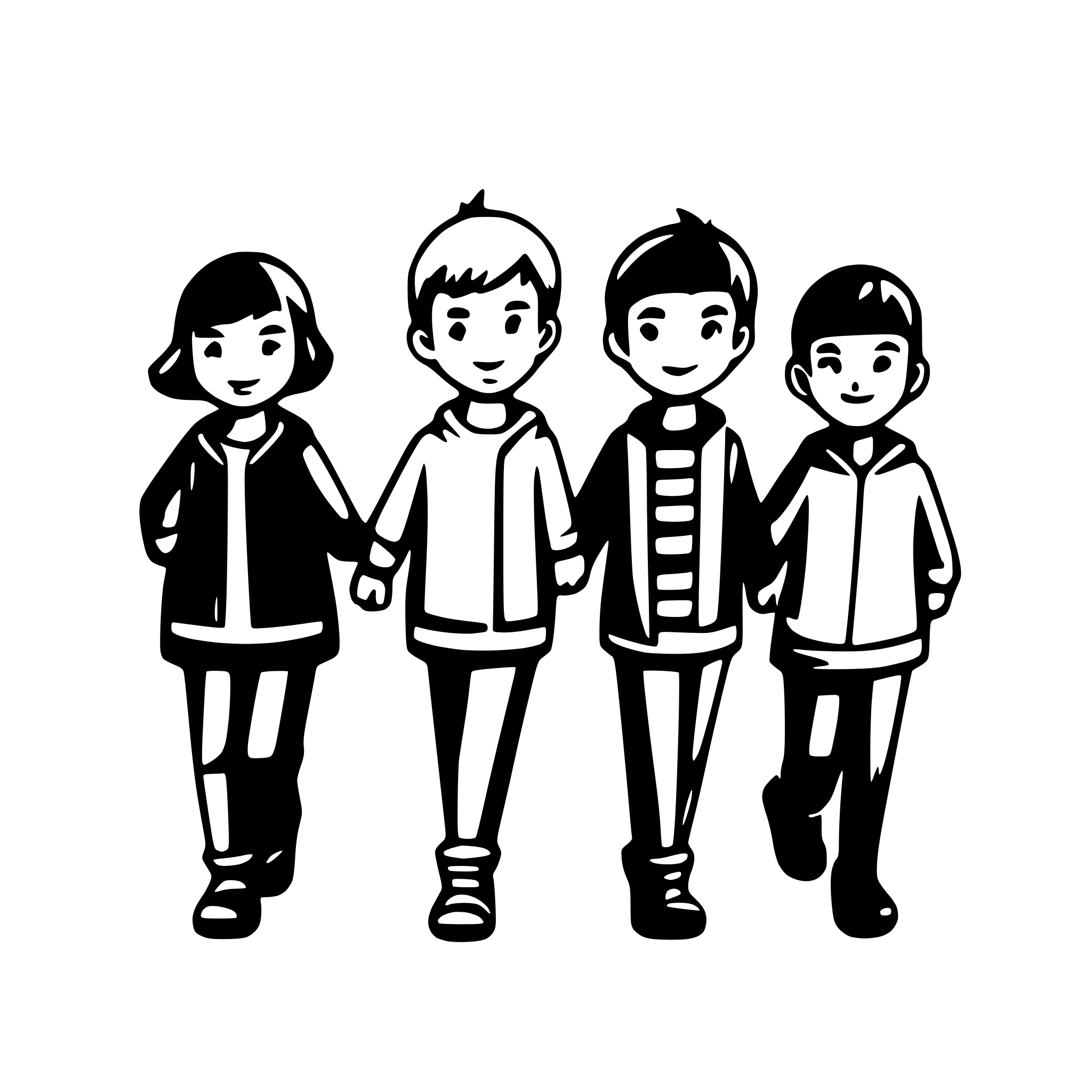 AI-generated SVG of a boys forming a line and holding hands