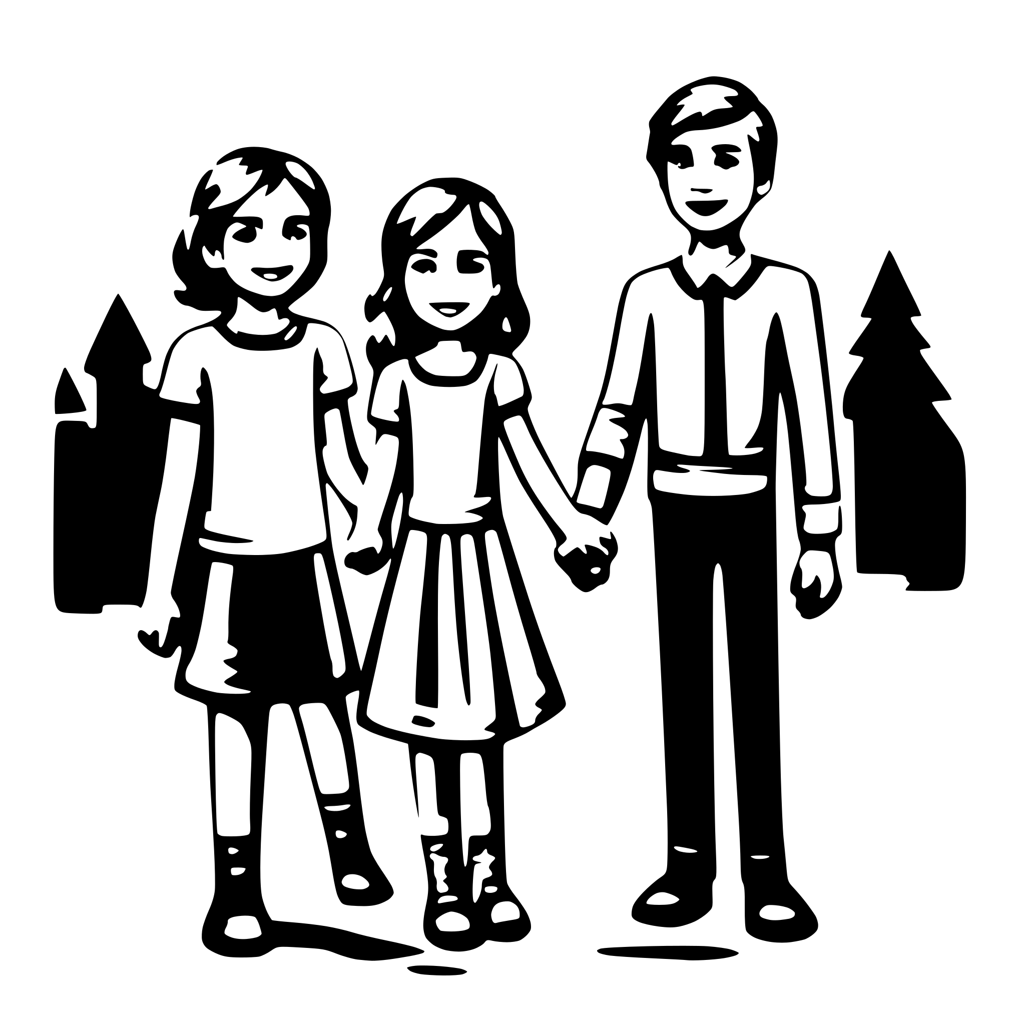 AI-generated SVG of a educator with children holding hands