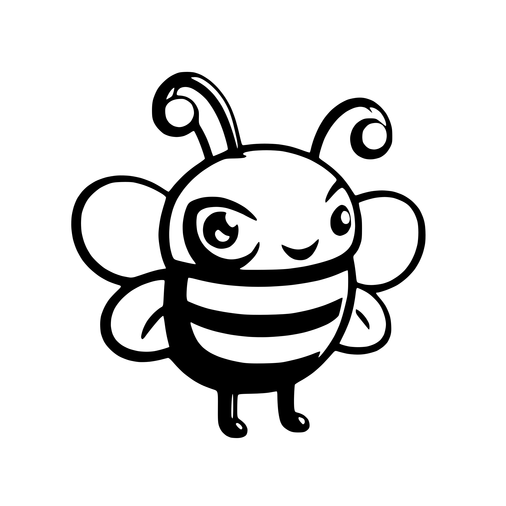 AI-generated SVG of a funny cartoon 3d color bee