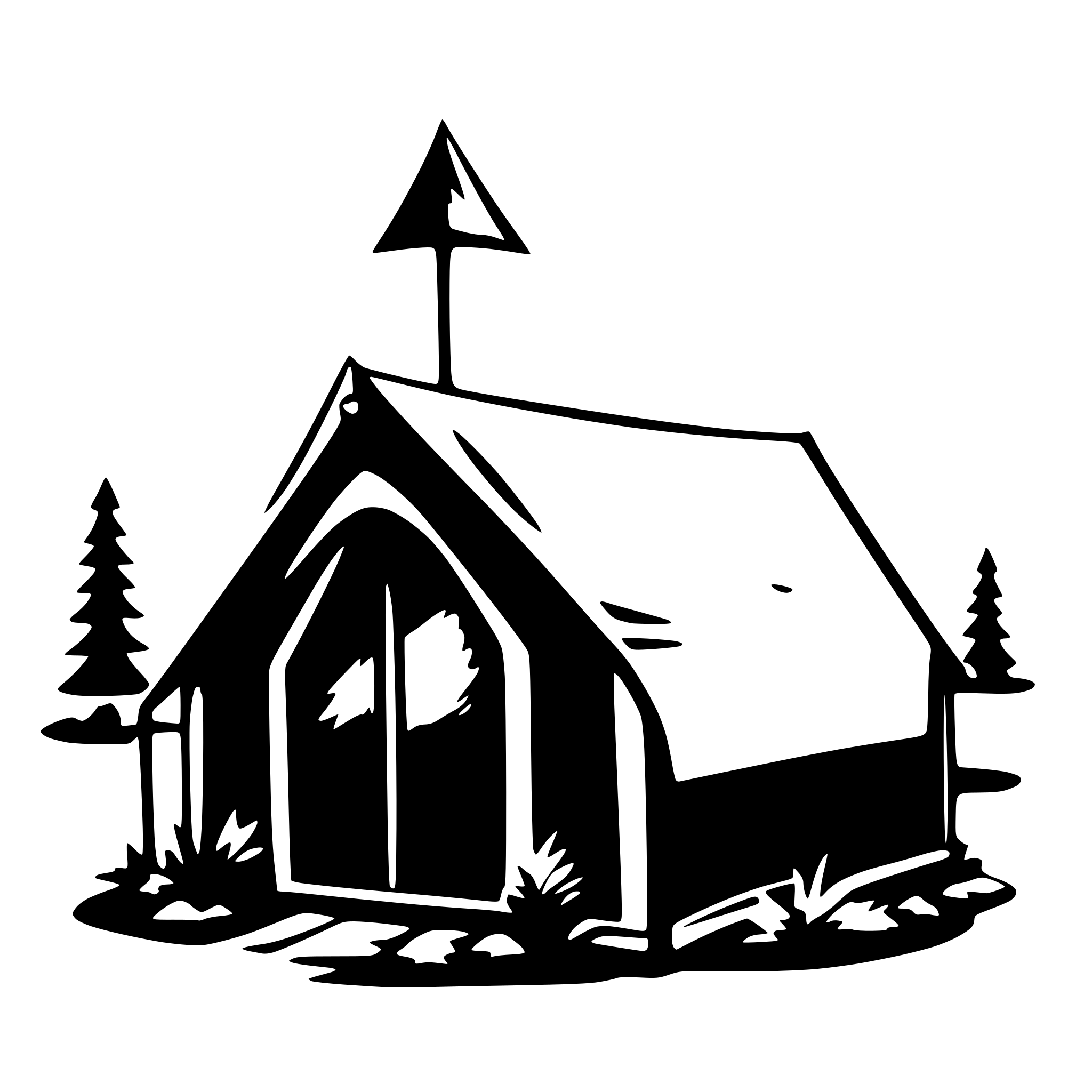 AI-generated SVG of a 2d simple black Kohte tent