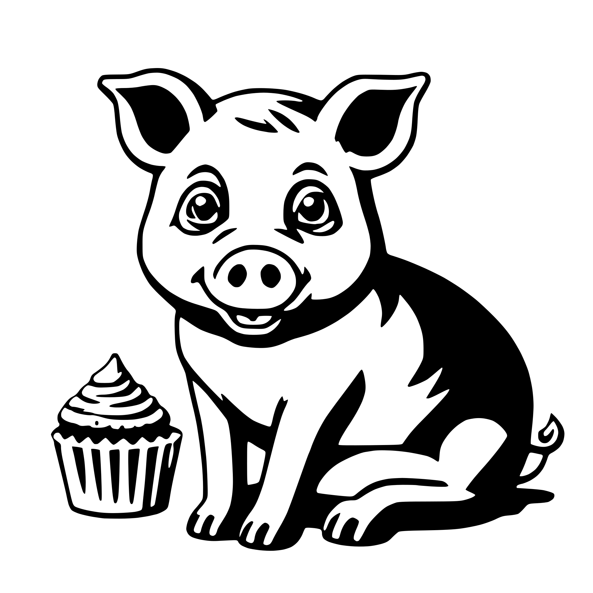 AI-generated SVG of 'pig with cupcake'