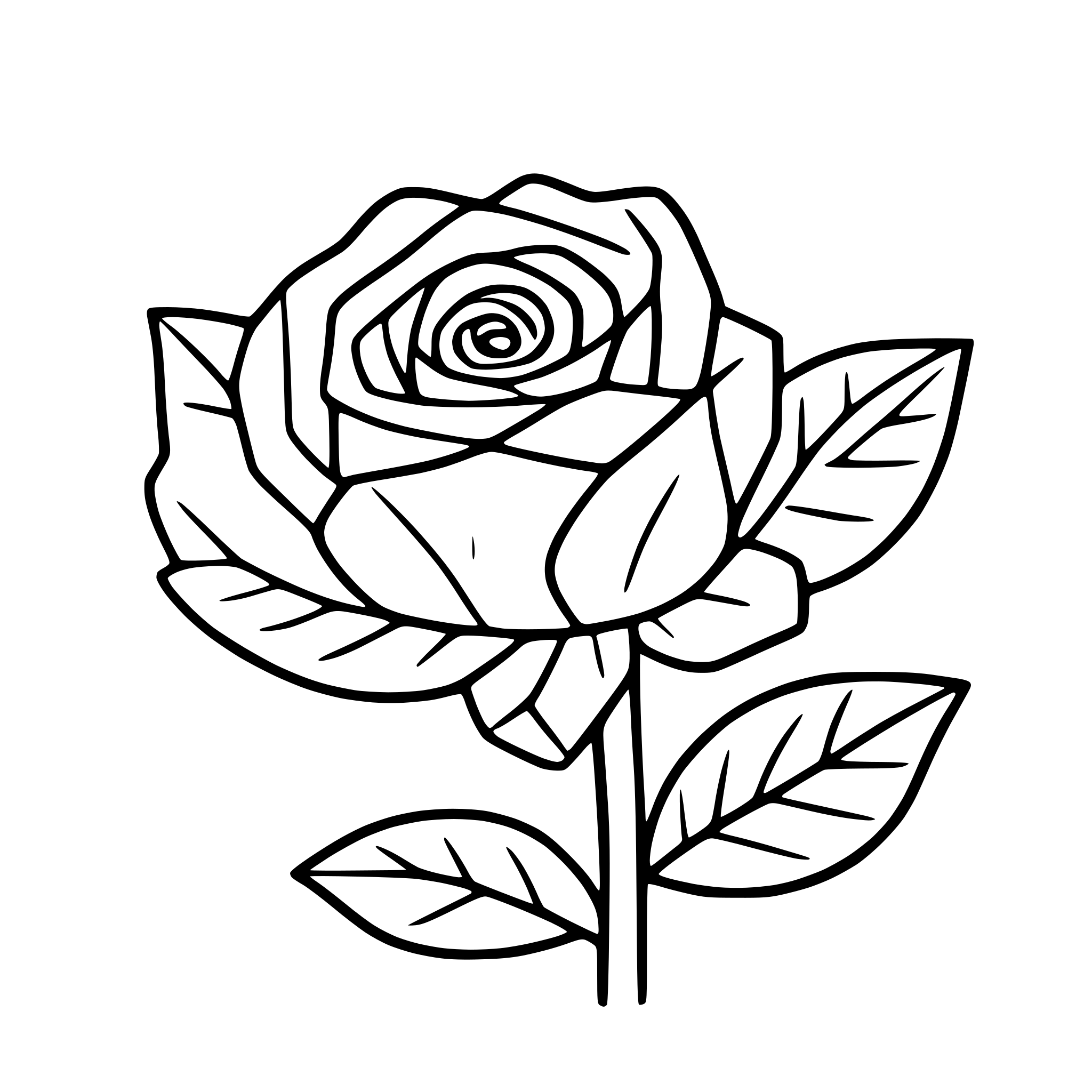 AI-generated SVG of a rose with thorns and leaves