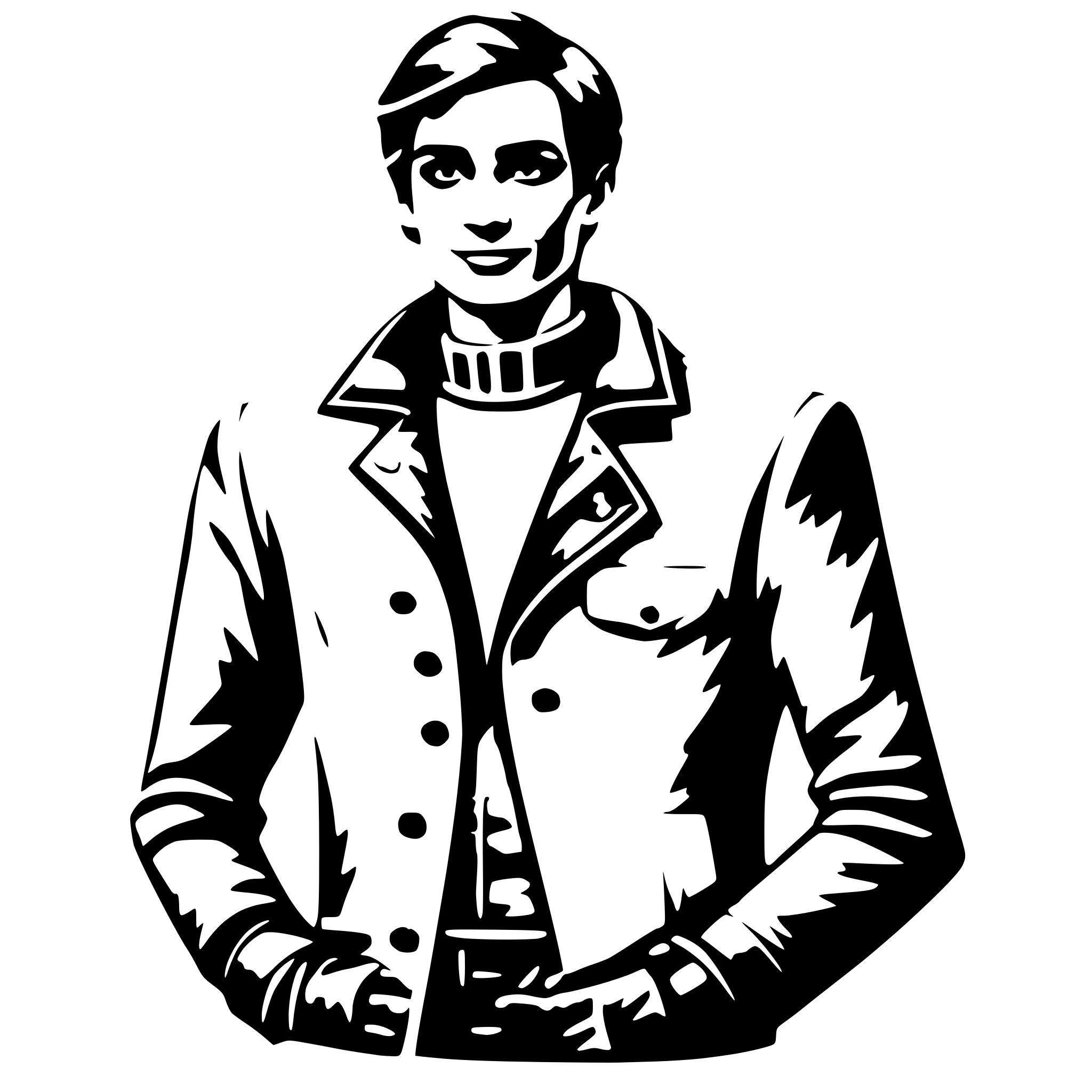 AI-generated SVG of a a man with his arms in his jacket