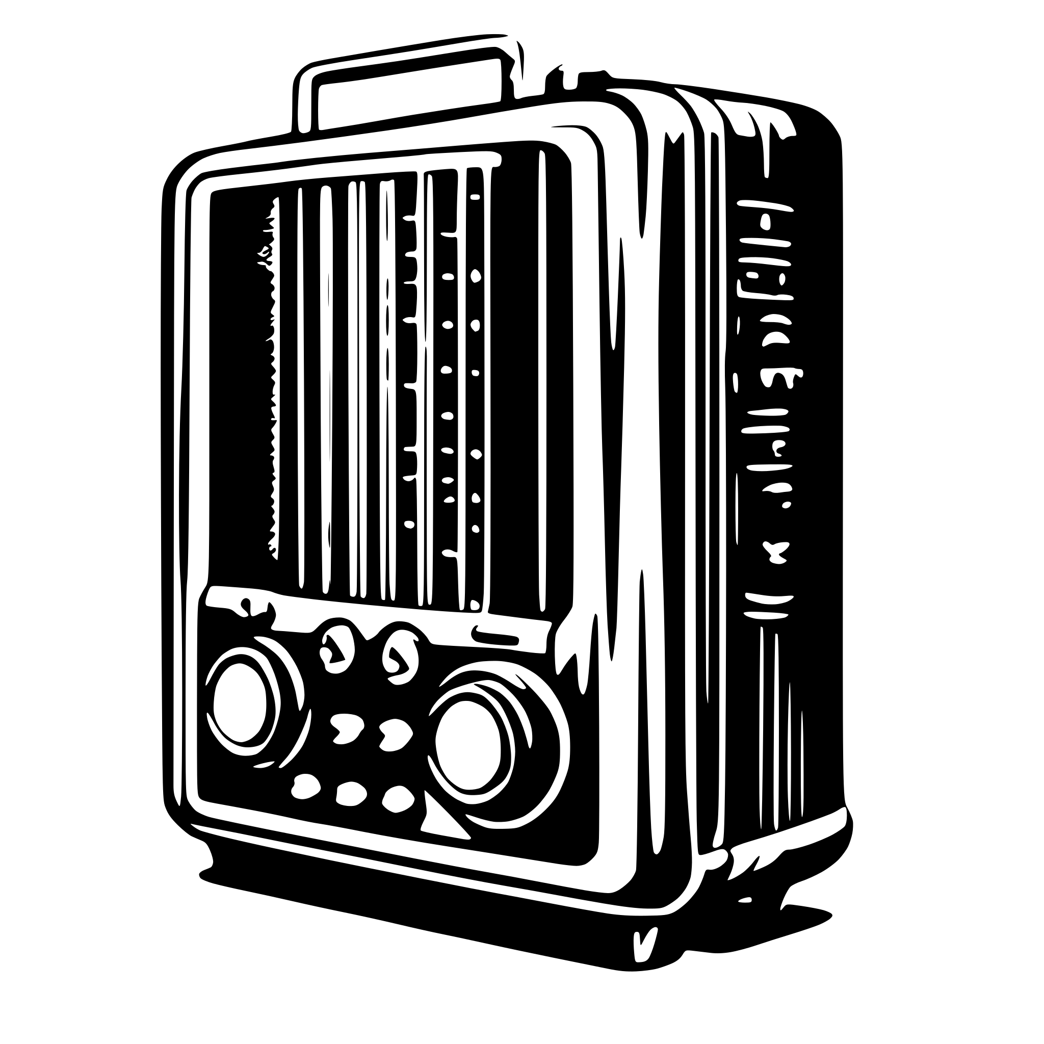 AI-generated SVG of 'Front view of art deco radio'