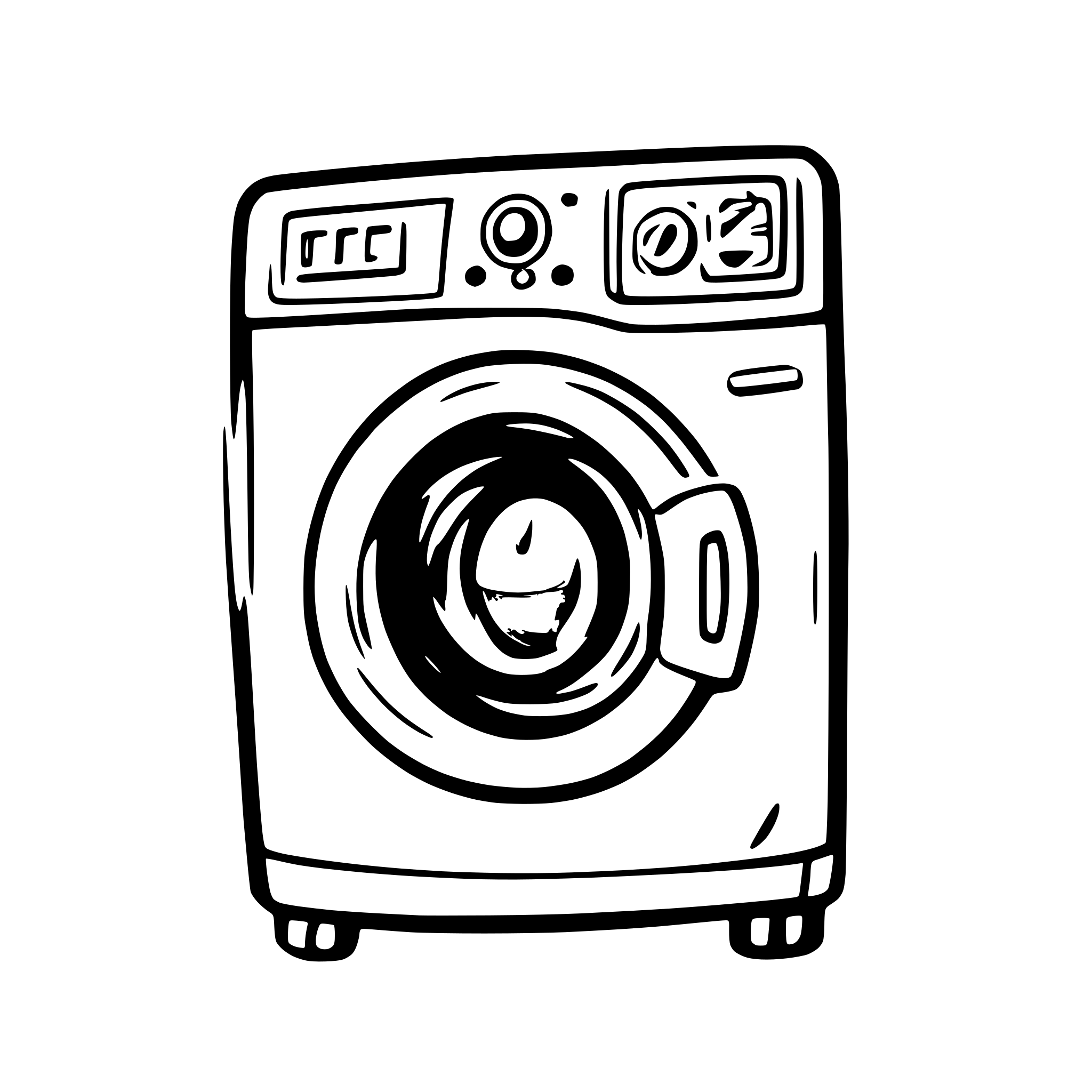 AI-generated SVG of a A basic SVG of a front-load washing machine with a circular door in the center.