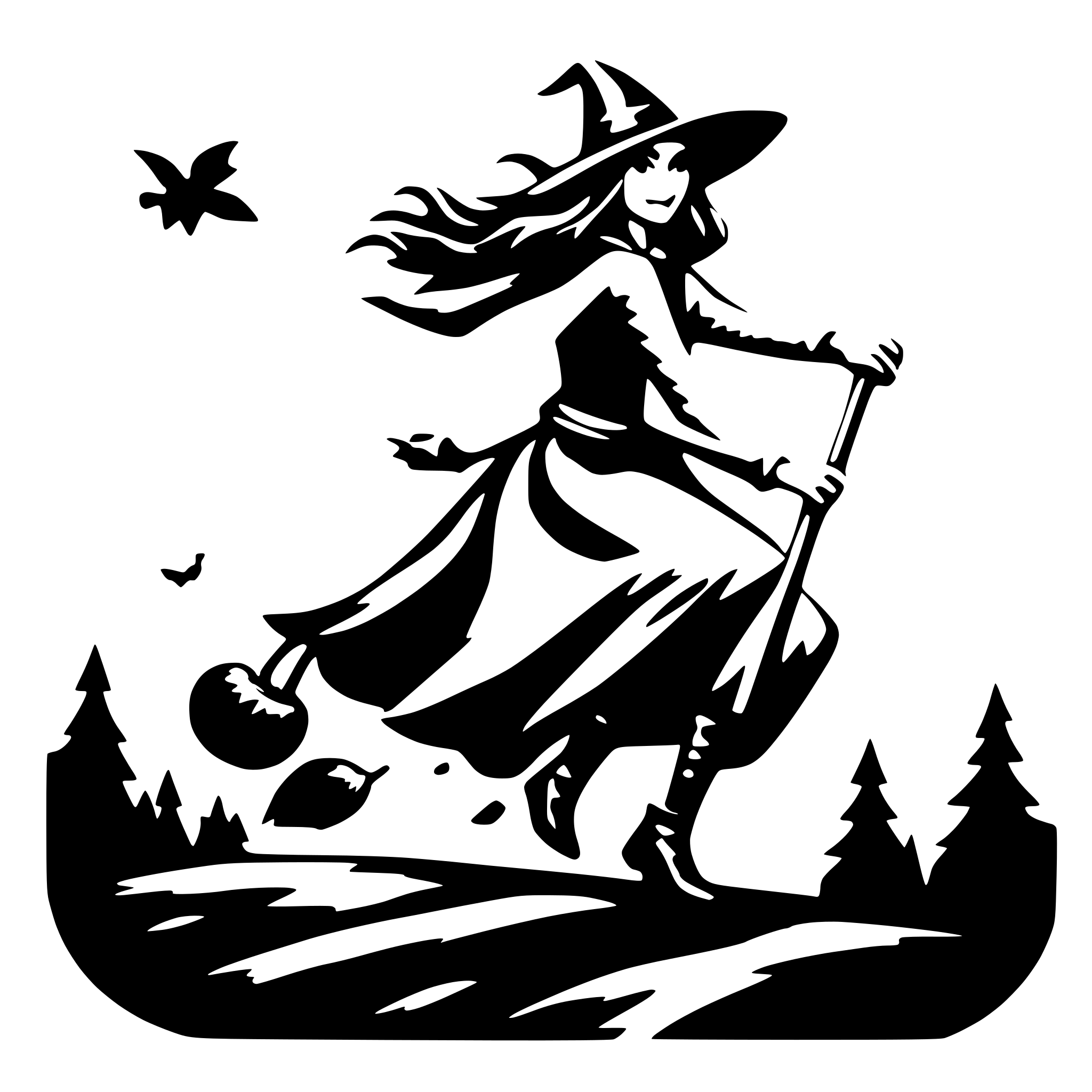 AI-generated SVG of 'witch flying on a broom'