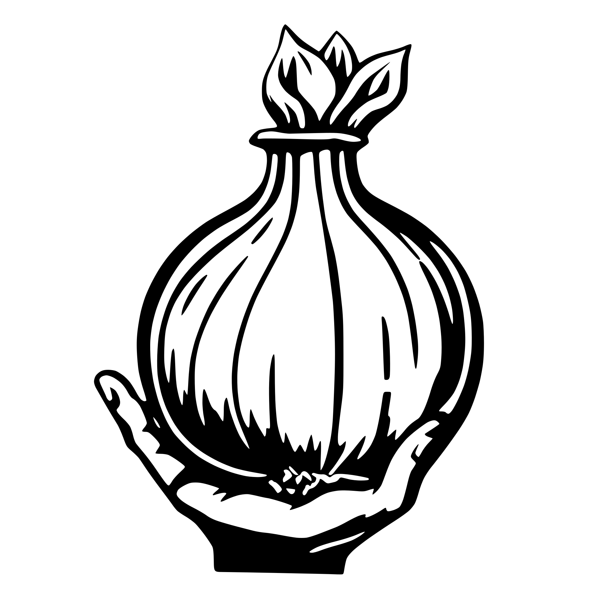 AI-generated SVG of a onion with a handy in the hand